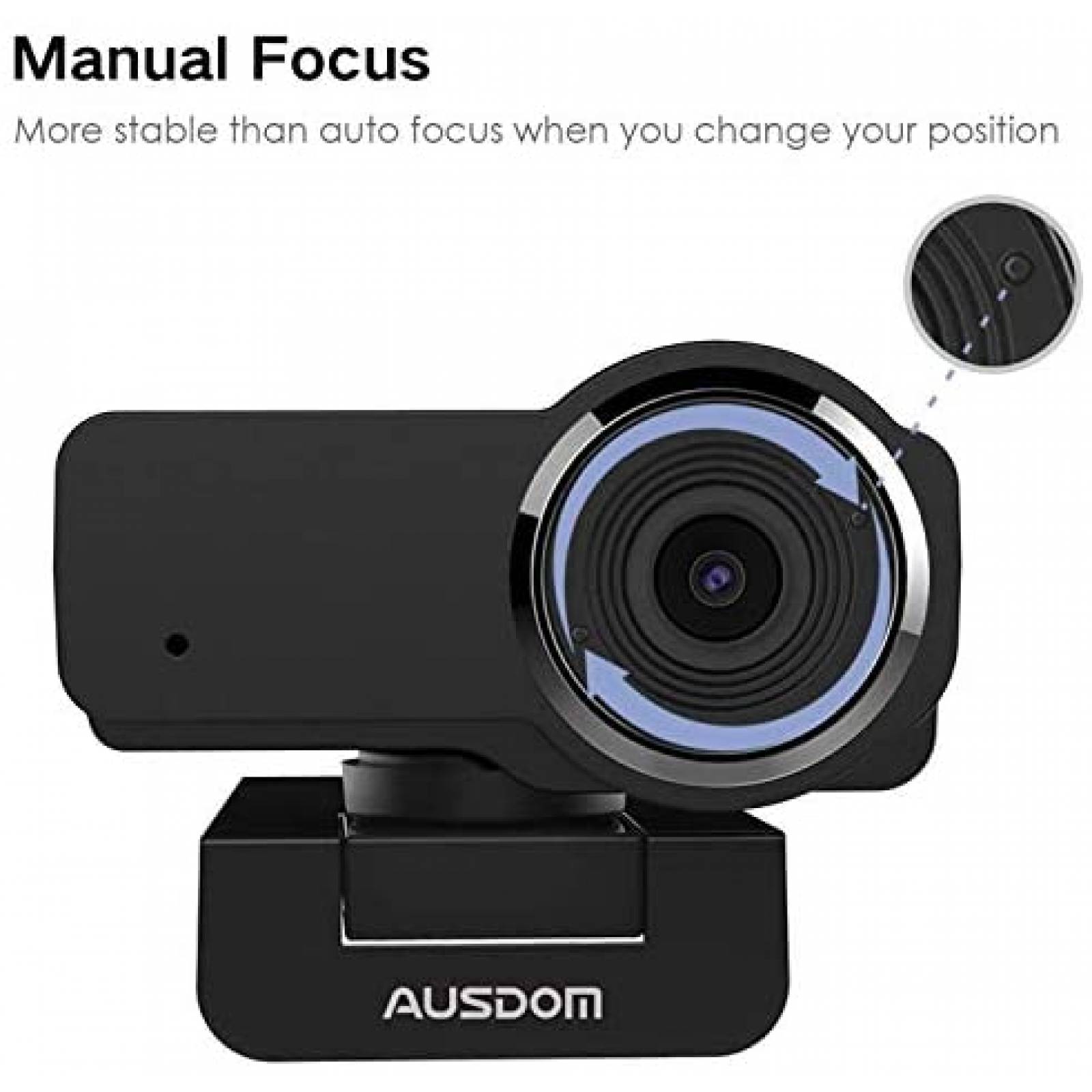 Camara Web AUSDOM AW635 FHD Mas Auriculares De PC -Negro