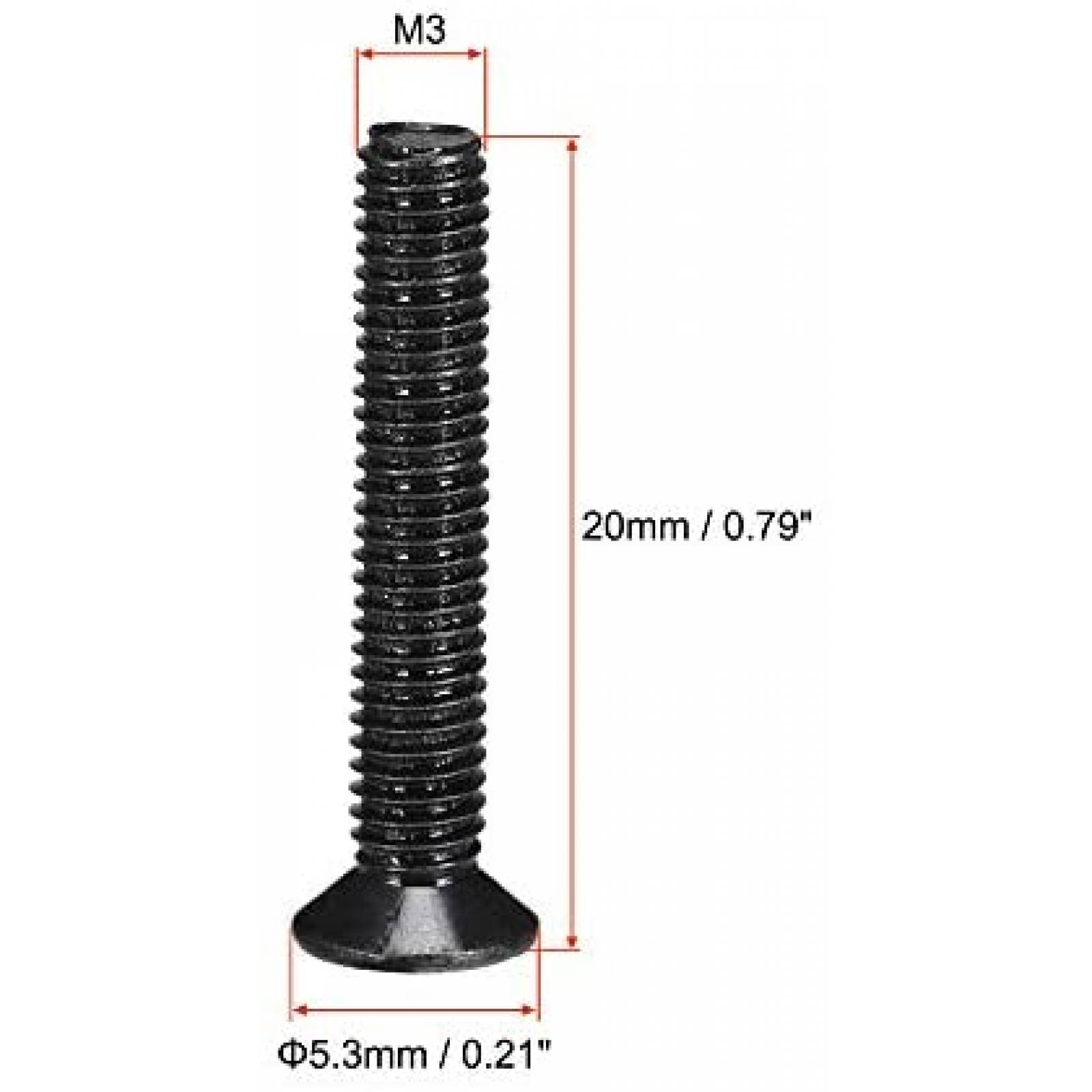 Tornillos uxcell Phillips M3 x 20mm cabeza plana -Negro