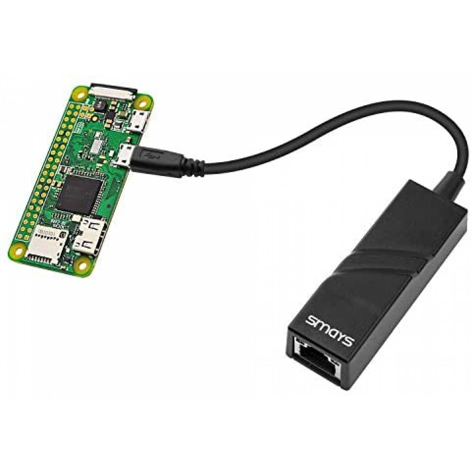 Adaptador Smays OTG Micro B a Ethernet de 0.1 Gbps -Negro