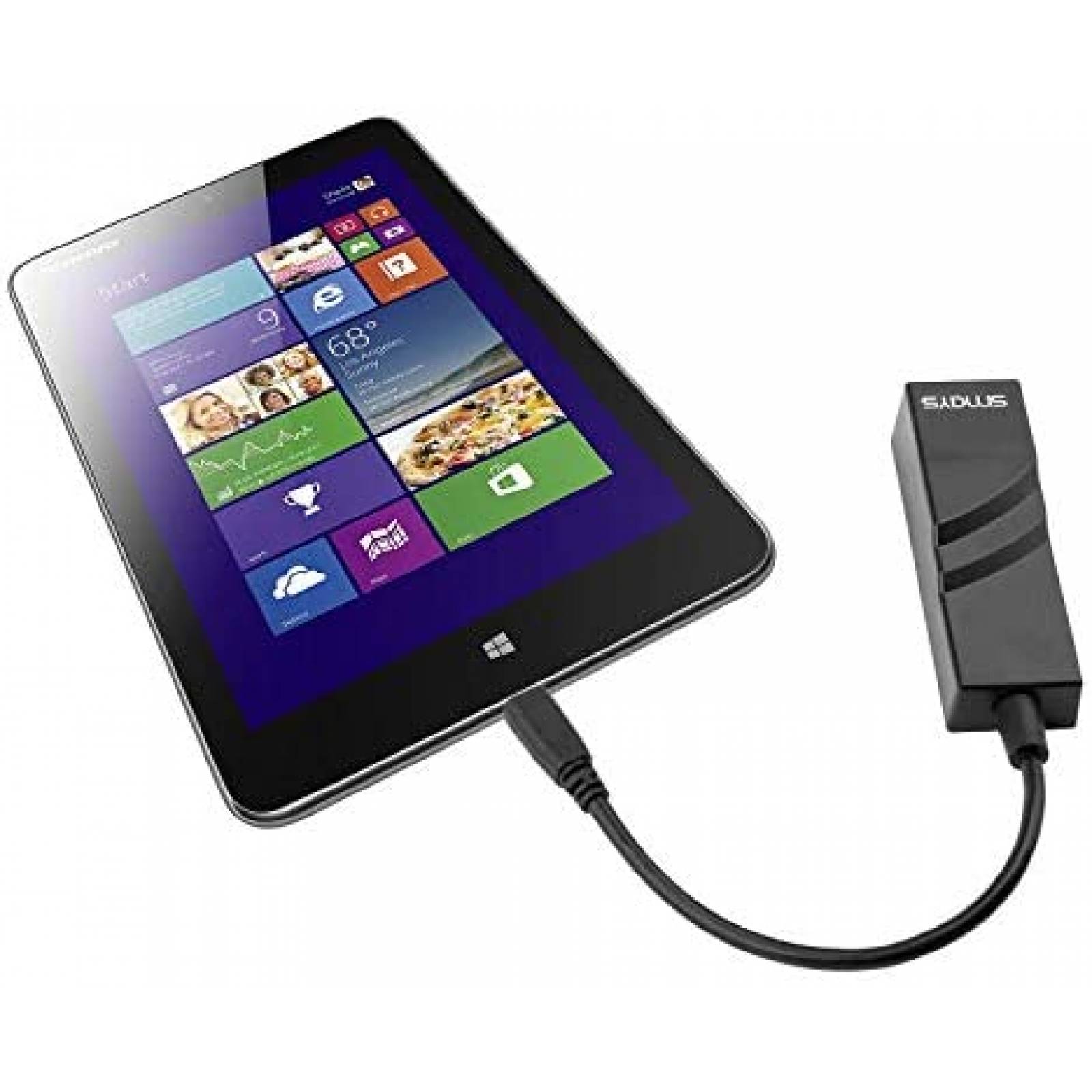 Adaptador Smays OTG Micro B a Ethernet de 0.1 Gbps -Negro