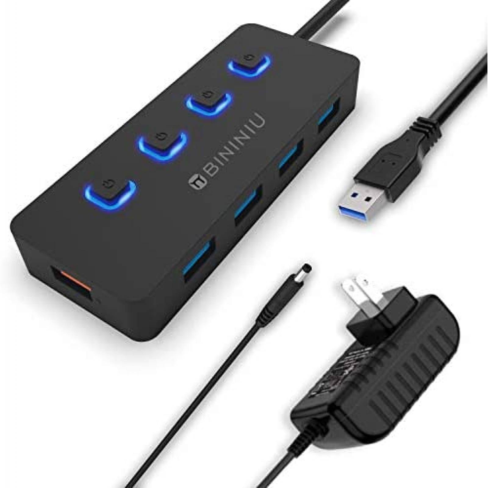 Hub USB 3.0 BININIU de 4 Puertos de 5 Gbps para Mac -Negro