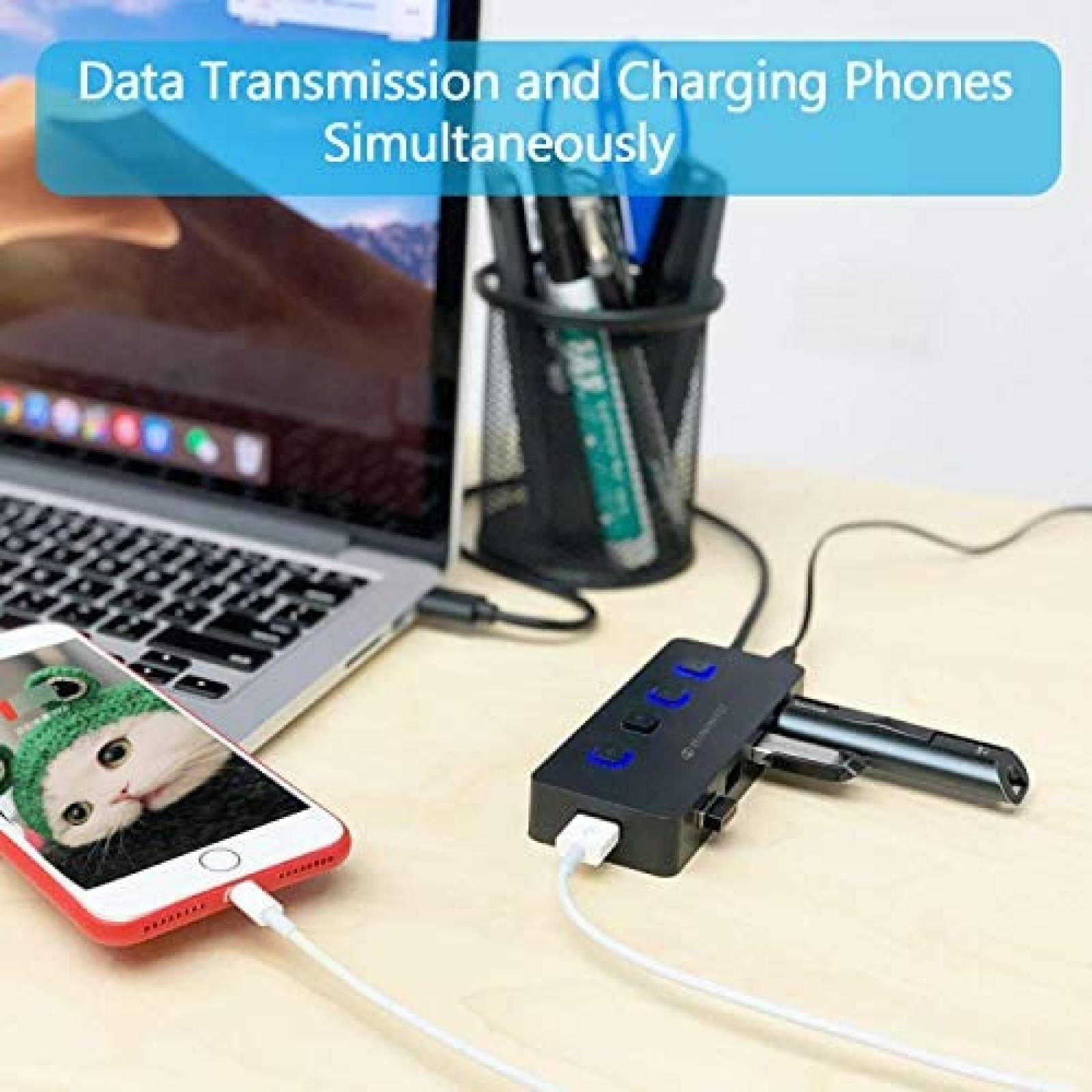 Hub USB 3.0 BININIU de 4 Puertos de 5 Gbps para Mac -Negro