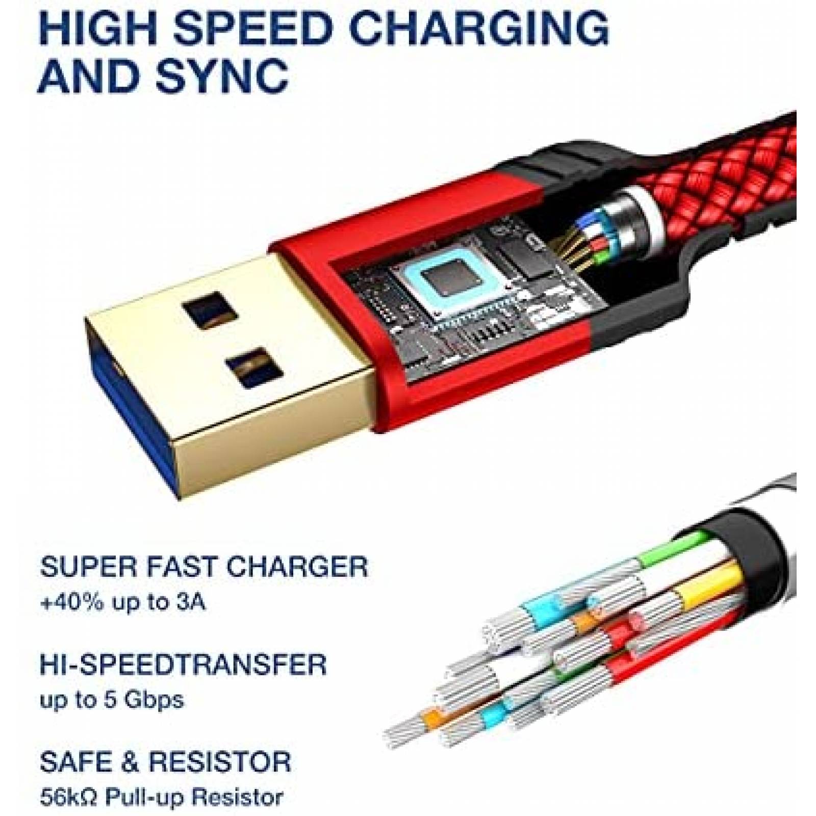 Cable de disco duro externo JSAUX USB 3.0 Paquete de 2 -Rojo