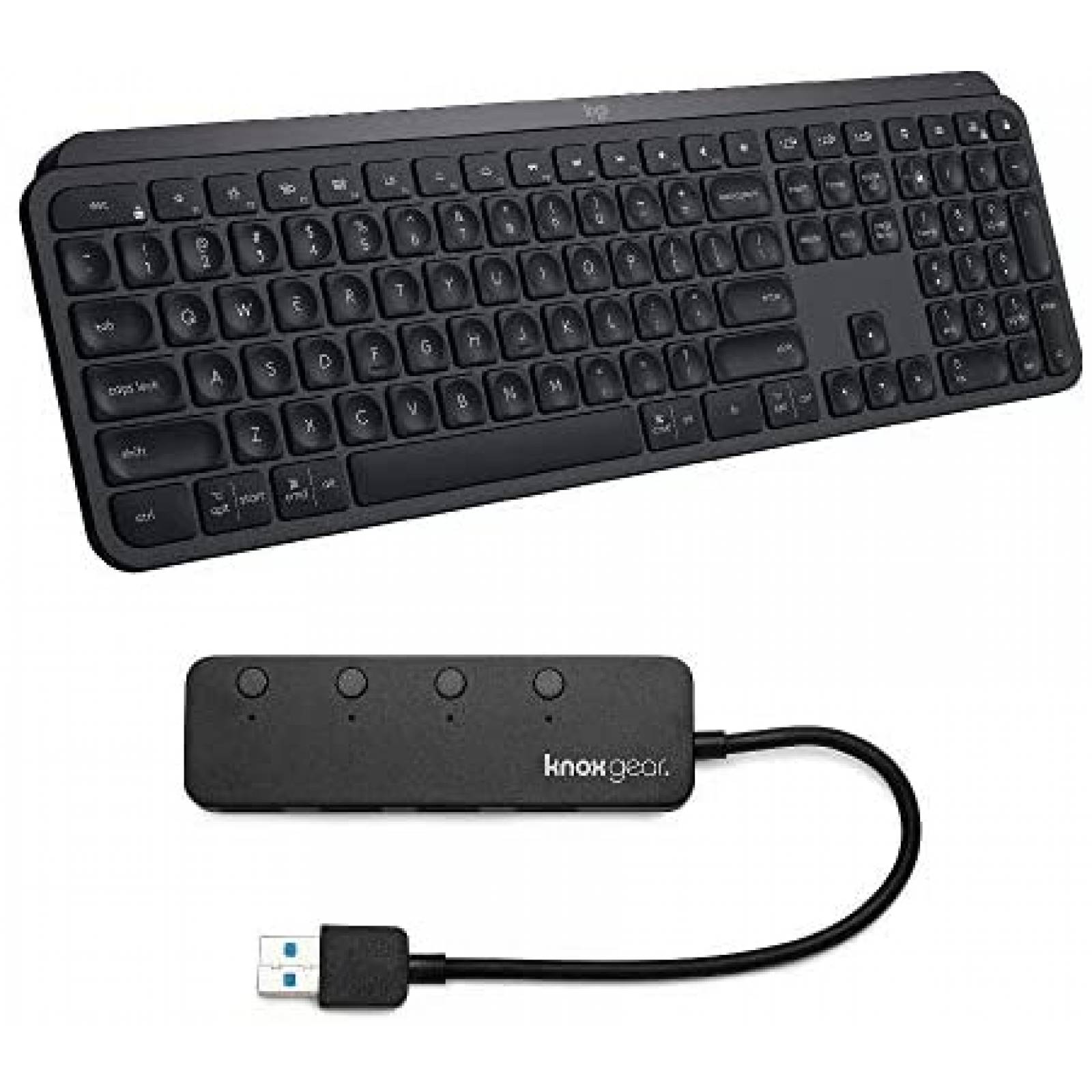 Teclado Logitech MX Keys Inalambrico+concentrador 4 puertos