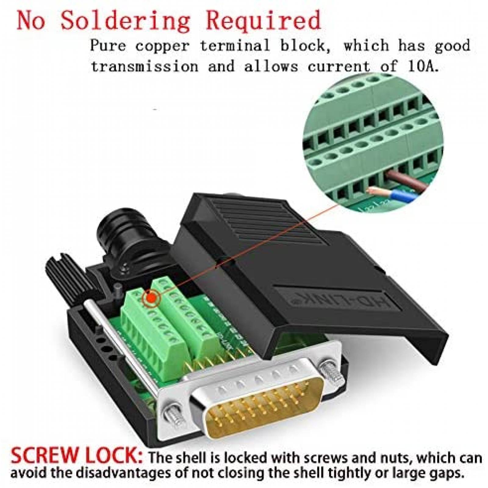 Conector de ruptura ANMBEST DB26 sin soldadura RS232 -Negro