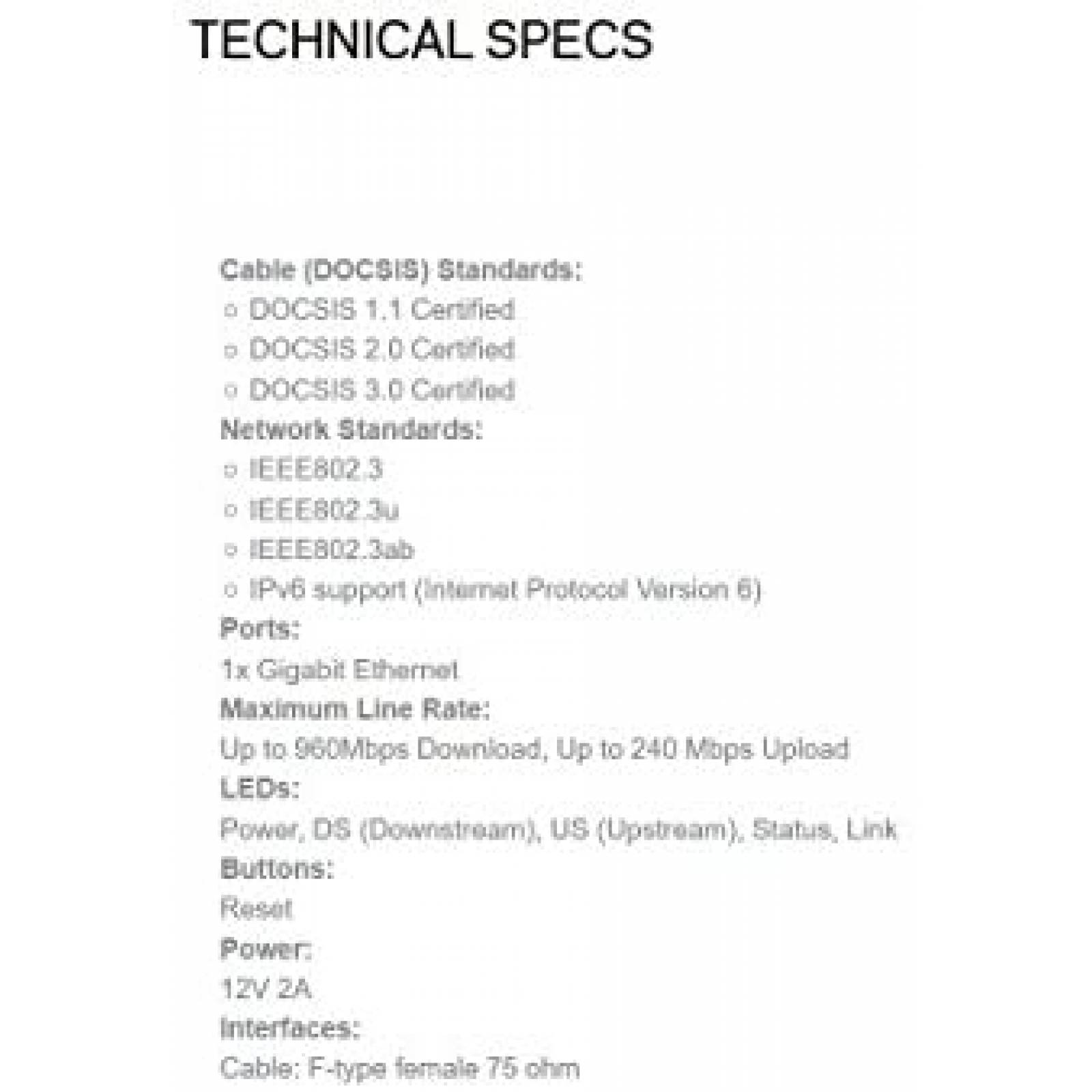 Modem Linksys CM3024 960 Mbps DOCSIS 3.0 24x8 -Negro