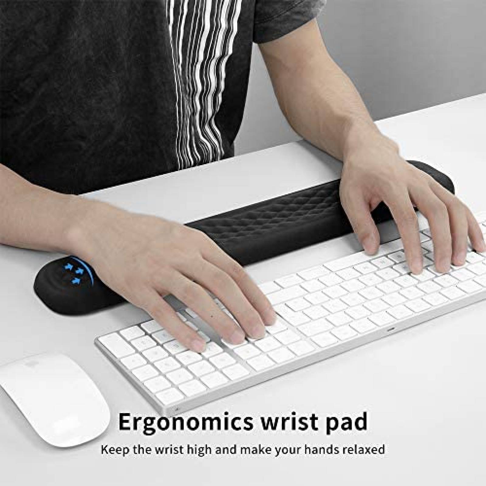 Soporte muñecas Vaydeer Memory Foam Oficina -Negro