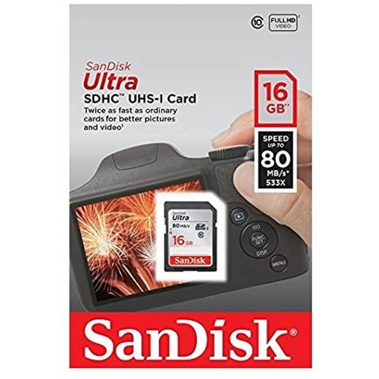 Tarjeta SD SanDisk de 16GB para Camara Nikon -Negro