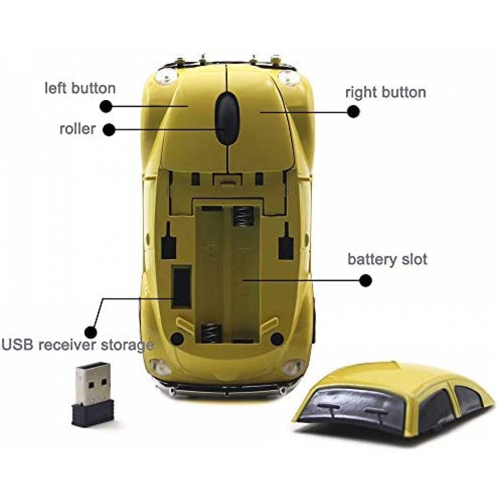 Mouse Ai5G Carro Inalambrico VW Car USB LED 2.4GHz -Azul