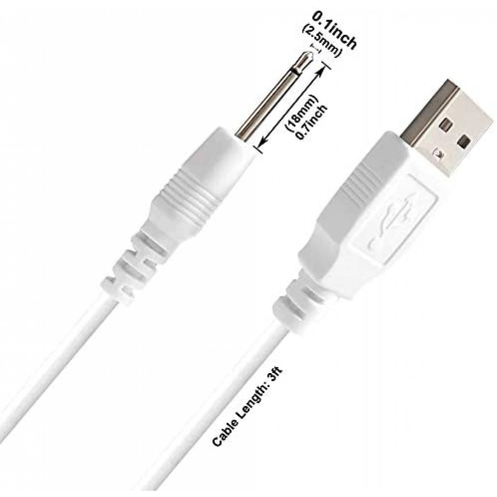 Cable cargador SCOVEE USB DC 2.5mm Mini carga rapida -Blanco