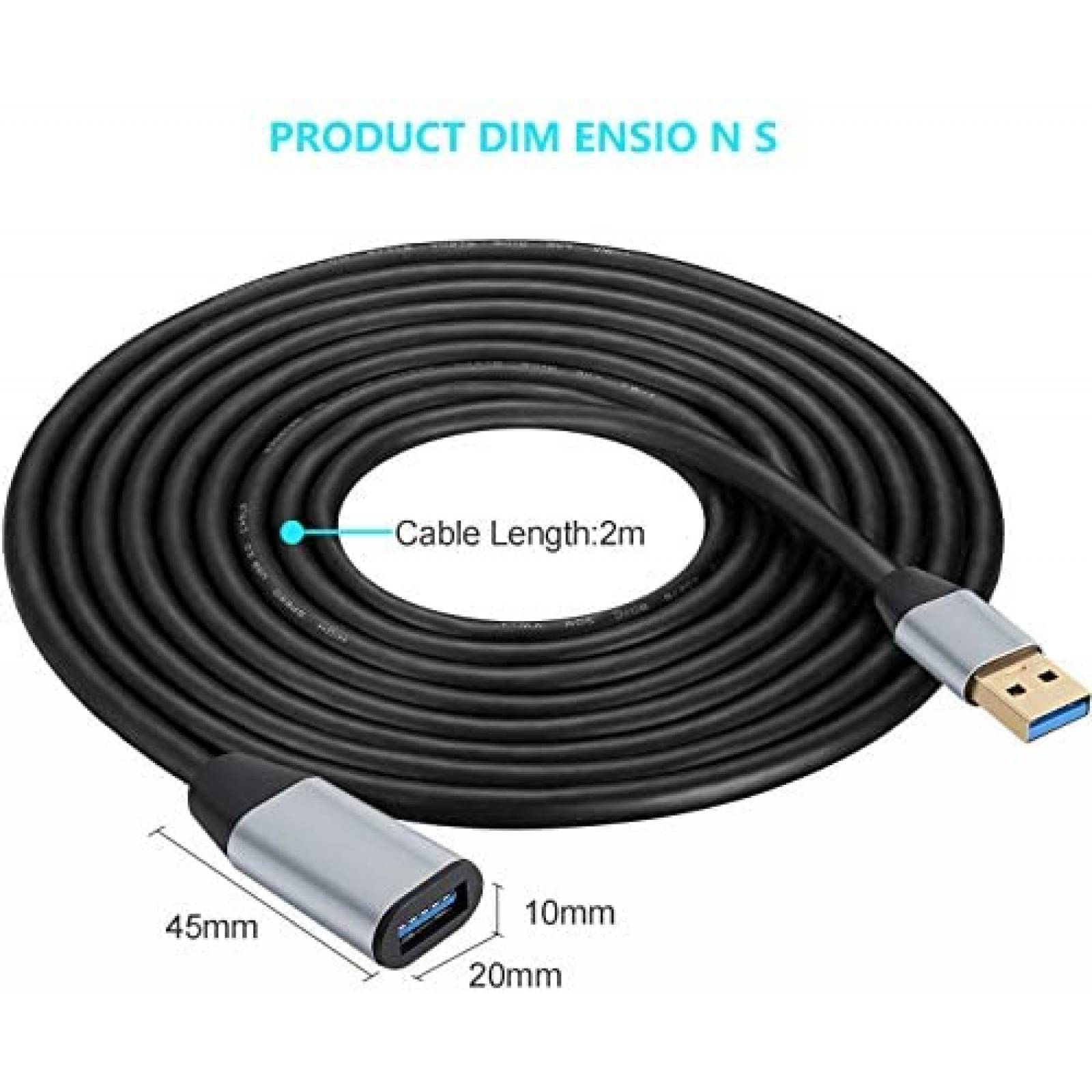Cable USB SAISN USB 3.0 Macho a Hembra 20 Pies -Negro/Gris