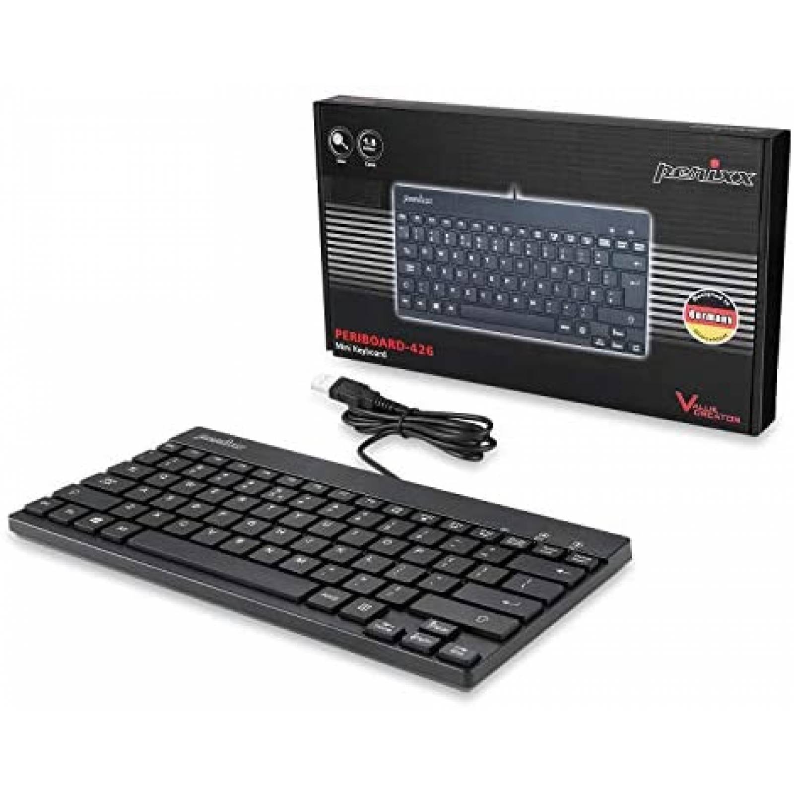 Teclado Perixx PERIBOARD-426 Mini USB Ingles -Negro