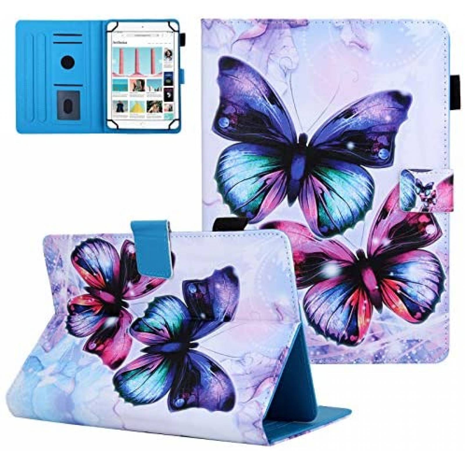 Funda Dteck Para Tablet 9.6-10.5'' Dibujo Mariposa -Morado
