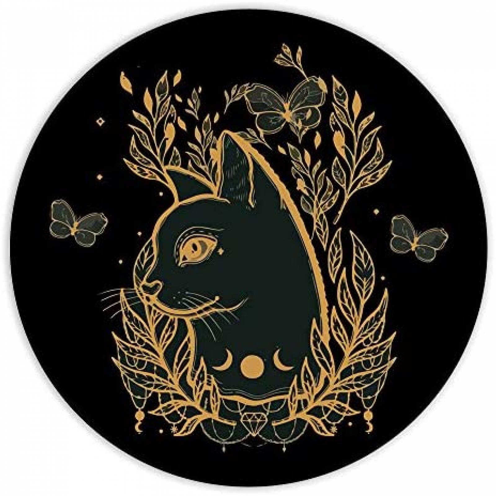 Mouse Pad AGMdesign Gato negro 7.87"x7.87" Antideslizante