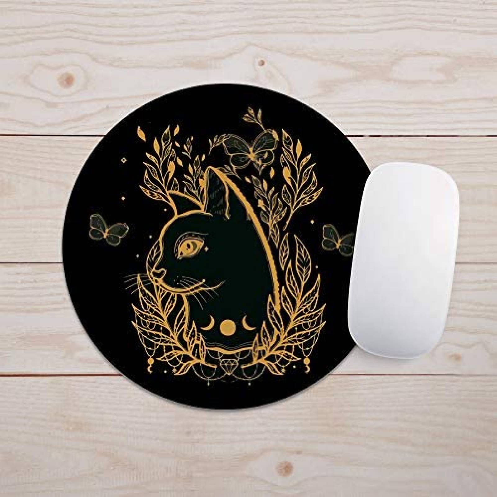 Mouse Pad AGMdesign Gato negro 7.87"x7.87" Antideslizante