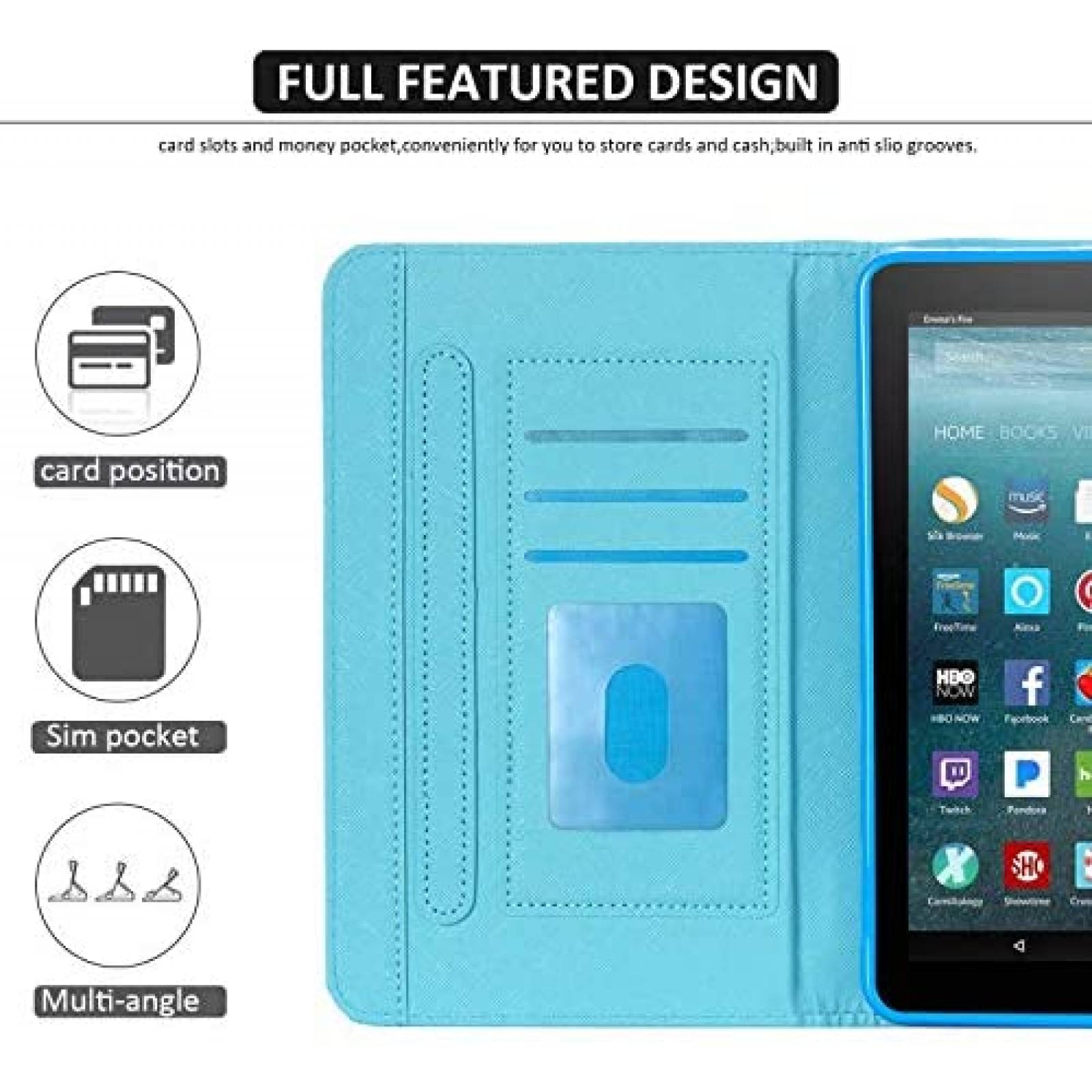Funda para Tablet Dteck Galaxy 7'' Cuero PU para Fire 7