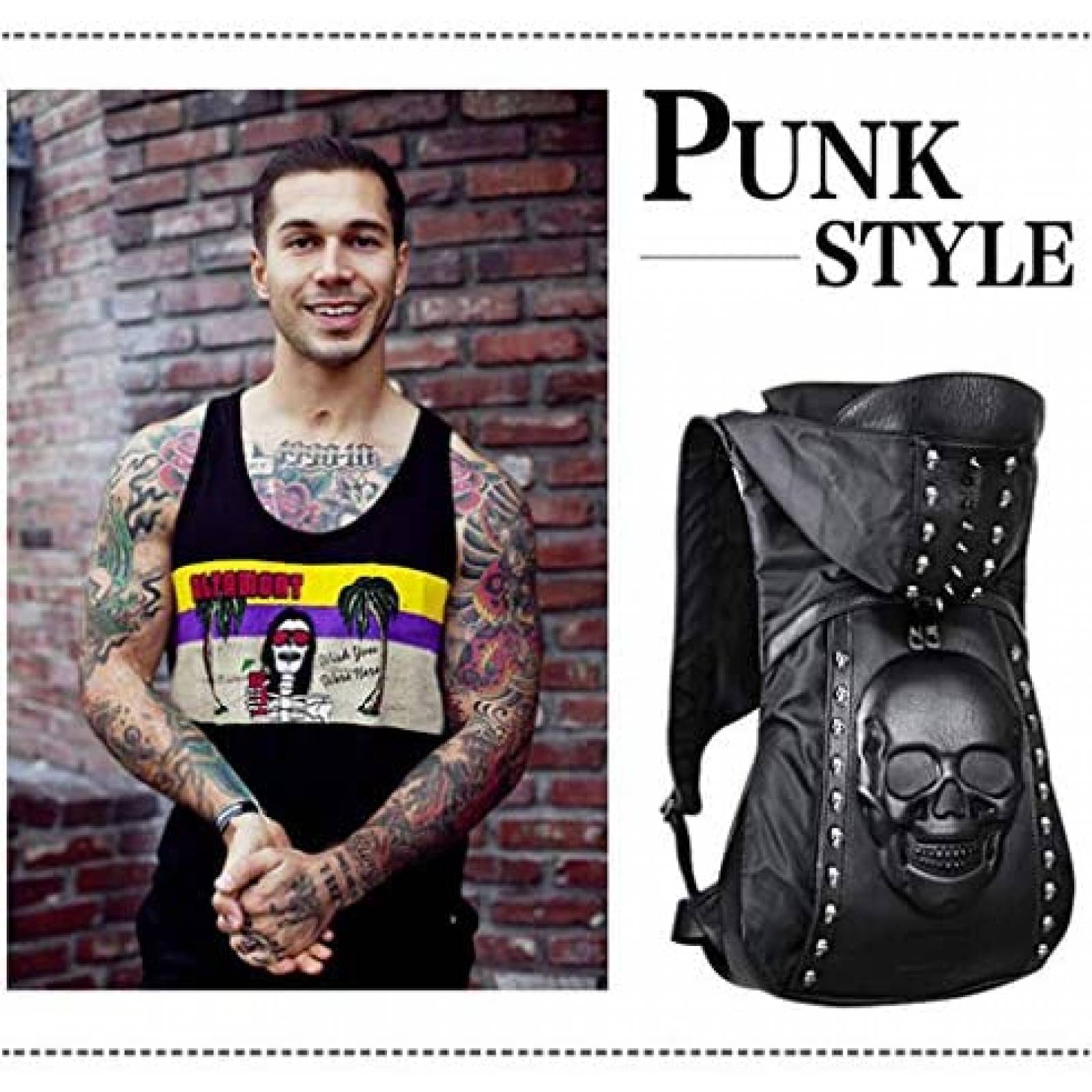 Mochila USAMYNA de Calavera con Diseño Multicapa -Negro