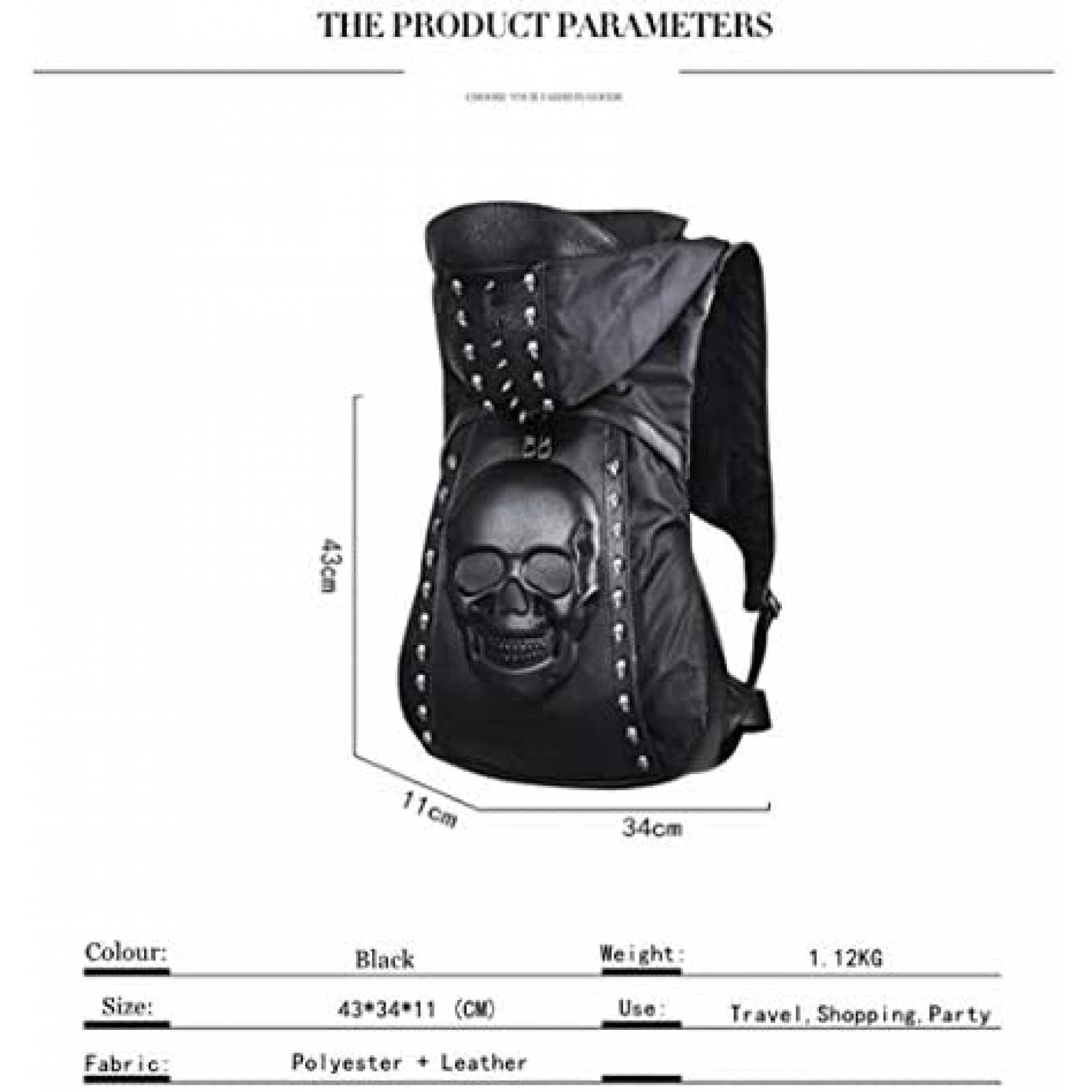 Mochila USAMYNA de Calavera con Diseño Multicapa -Negro