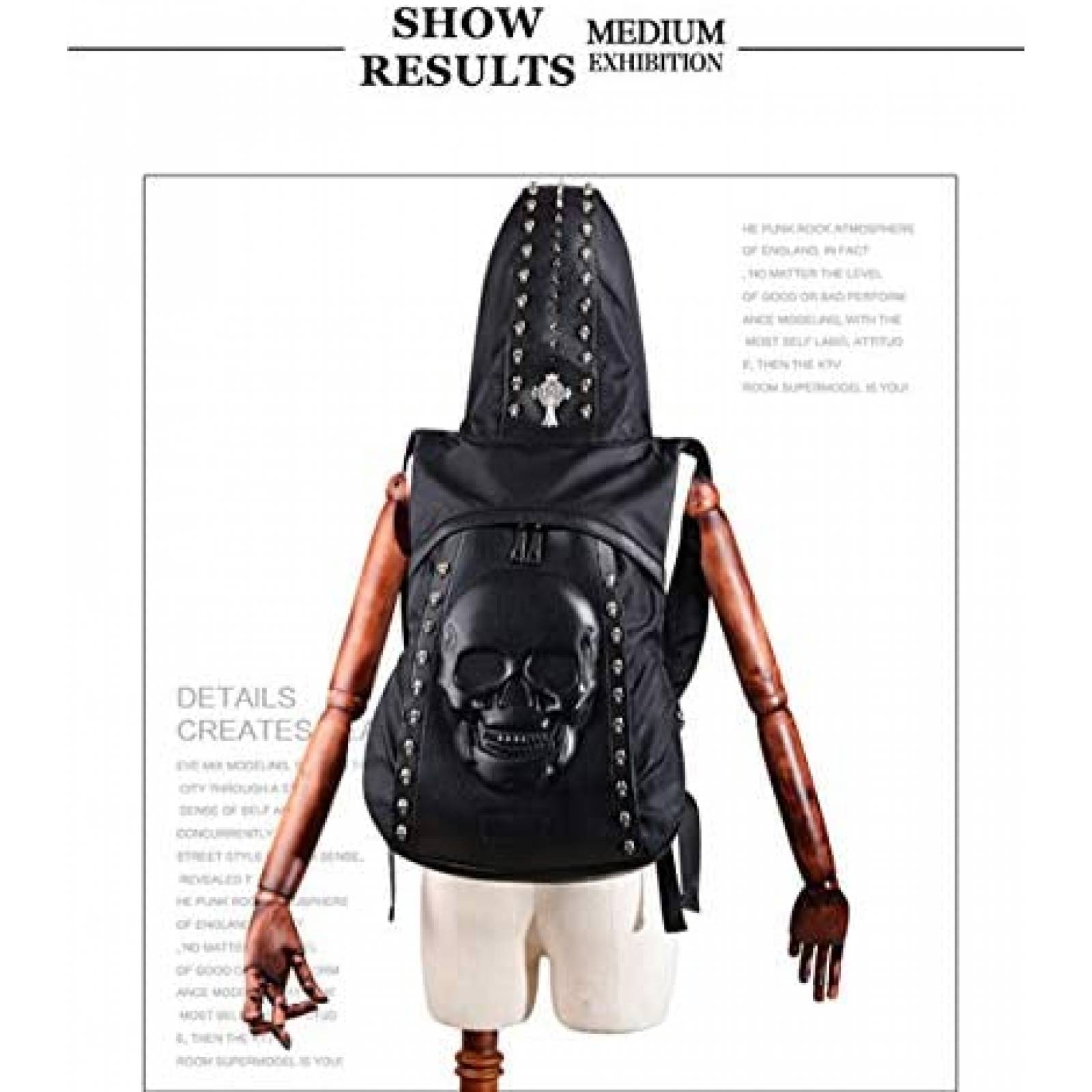 Mochila USAMYNA de Calavera con Diseño Multicapa -Negro