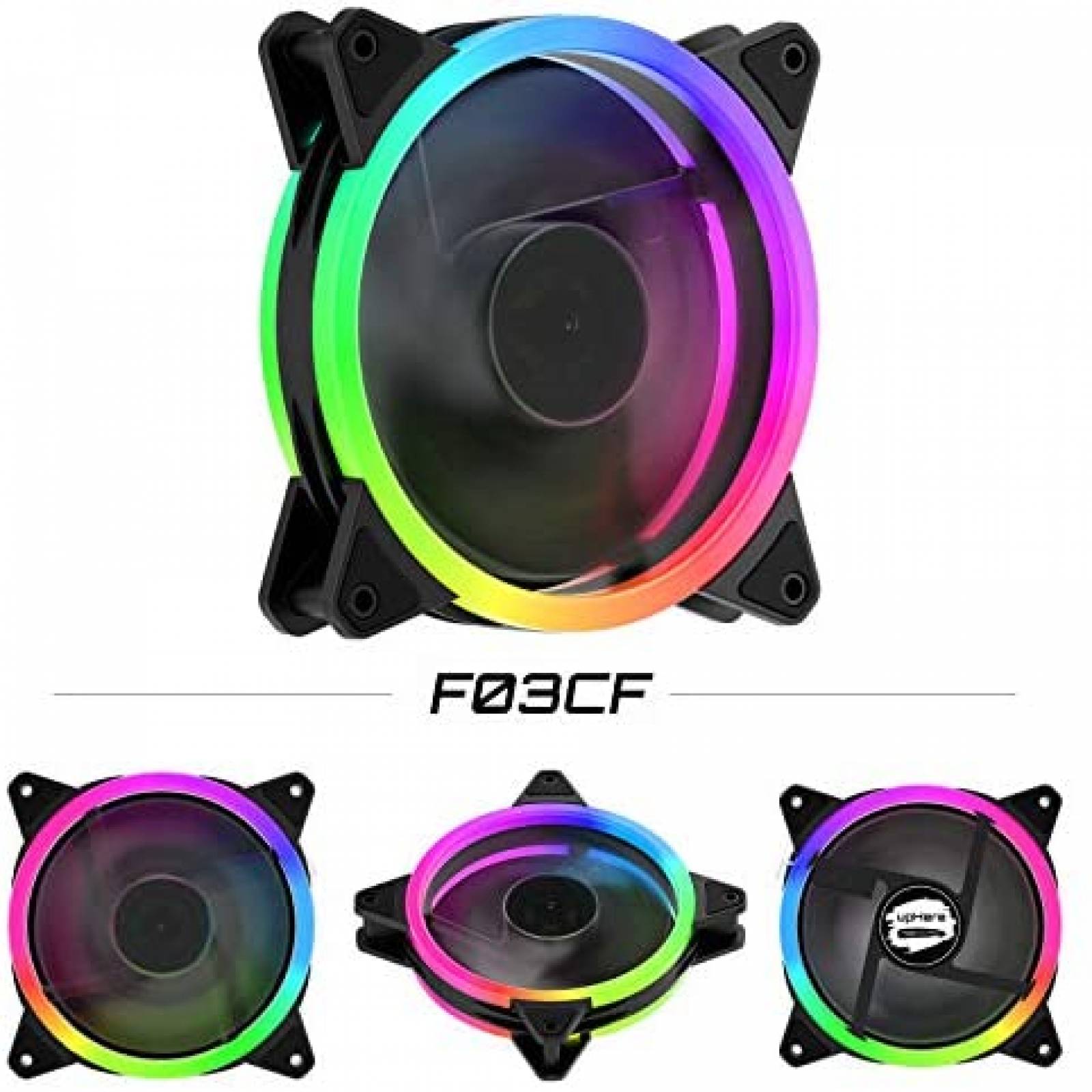 Ventilador para PC UpHere F03CF de 120mm 3 Pzs -Negro