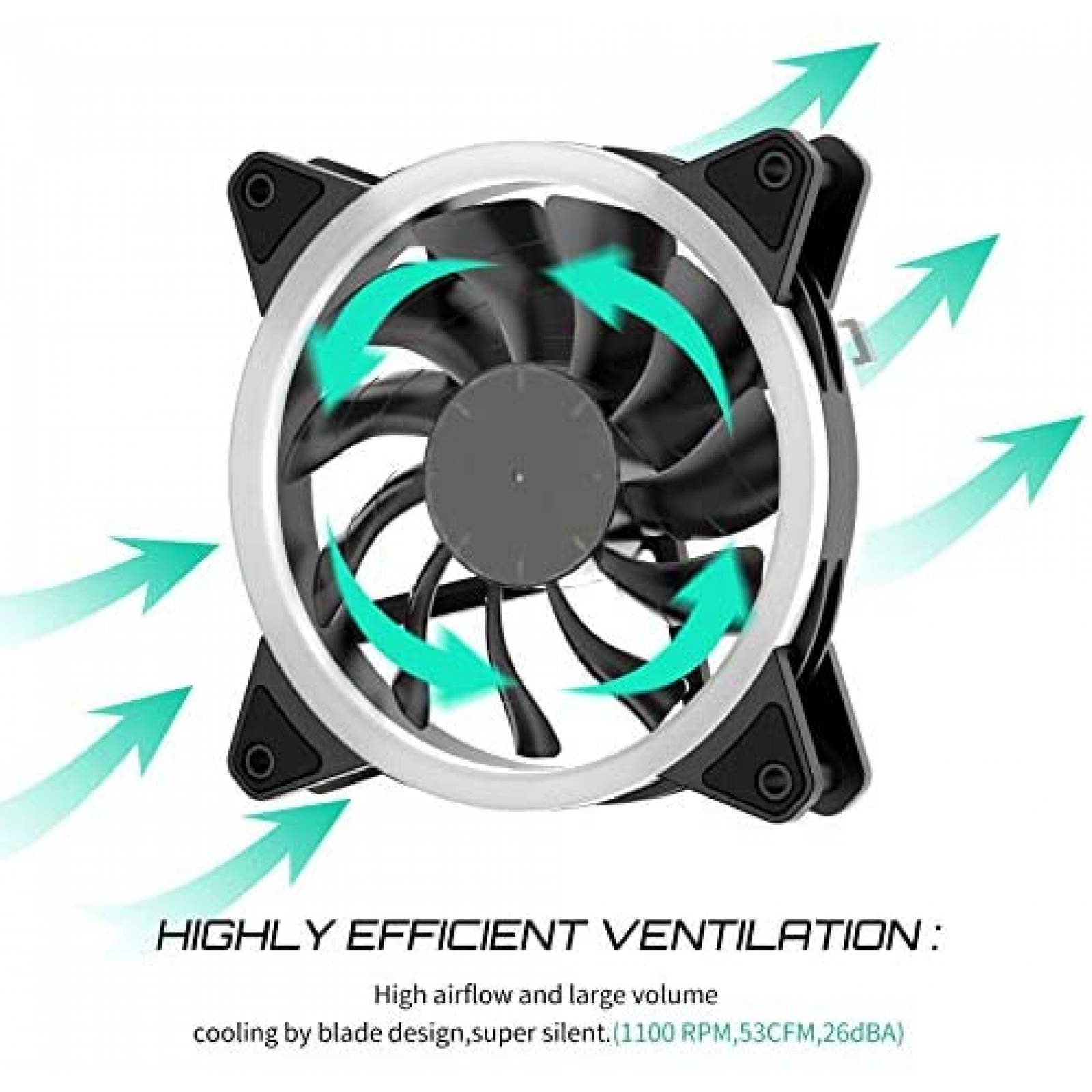 Ventilador para PC UpHere F03CF de 120mm 3 Pzs -Negro