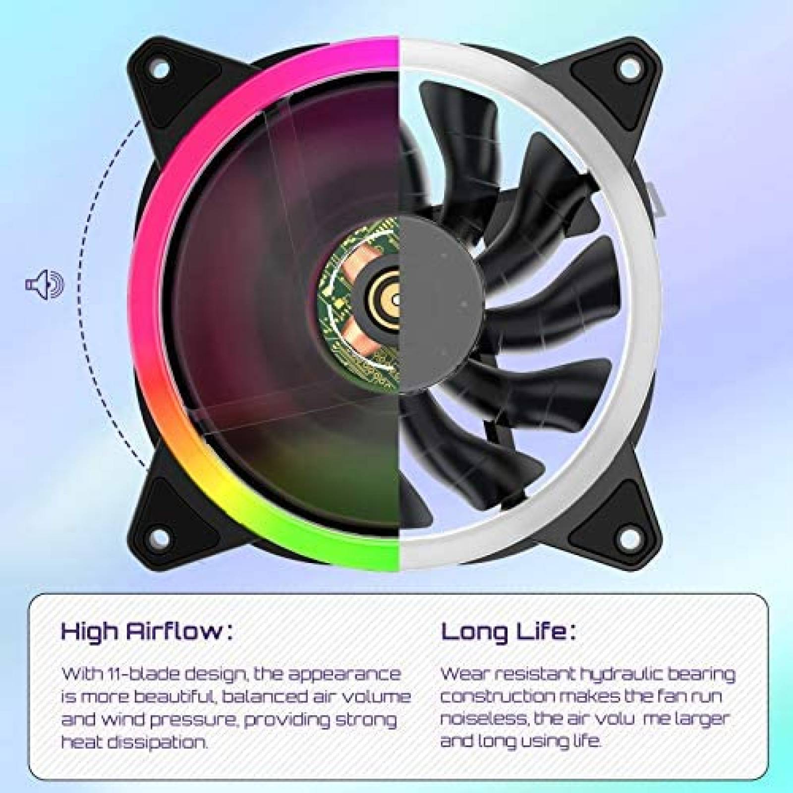 Ventilador para PC UpHere F03CF de 120mm 3 Pzs -Negro
