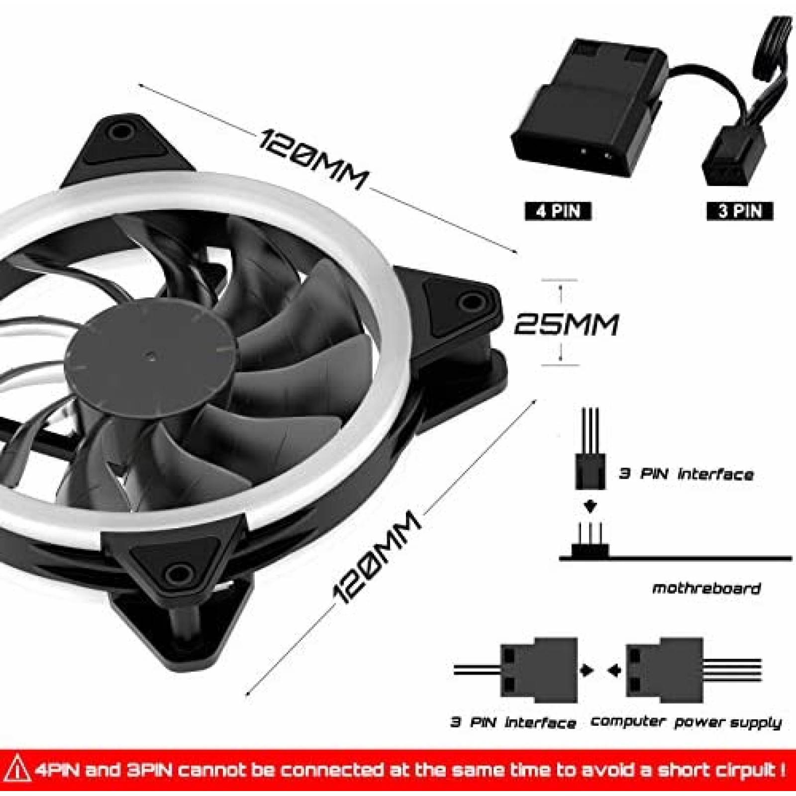 Ventilador para PC UpHere F03CF de 120mm 3 Pzs -Negro