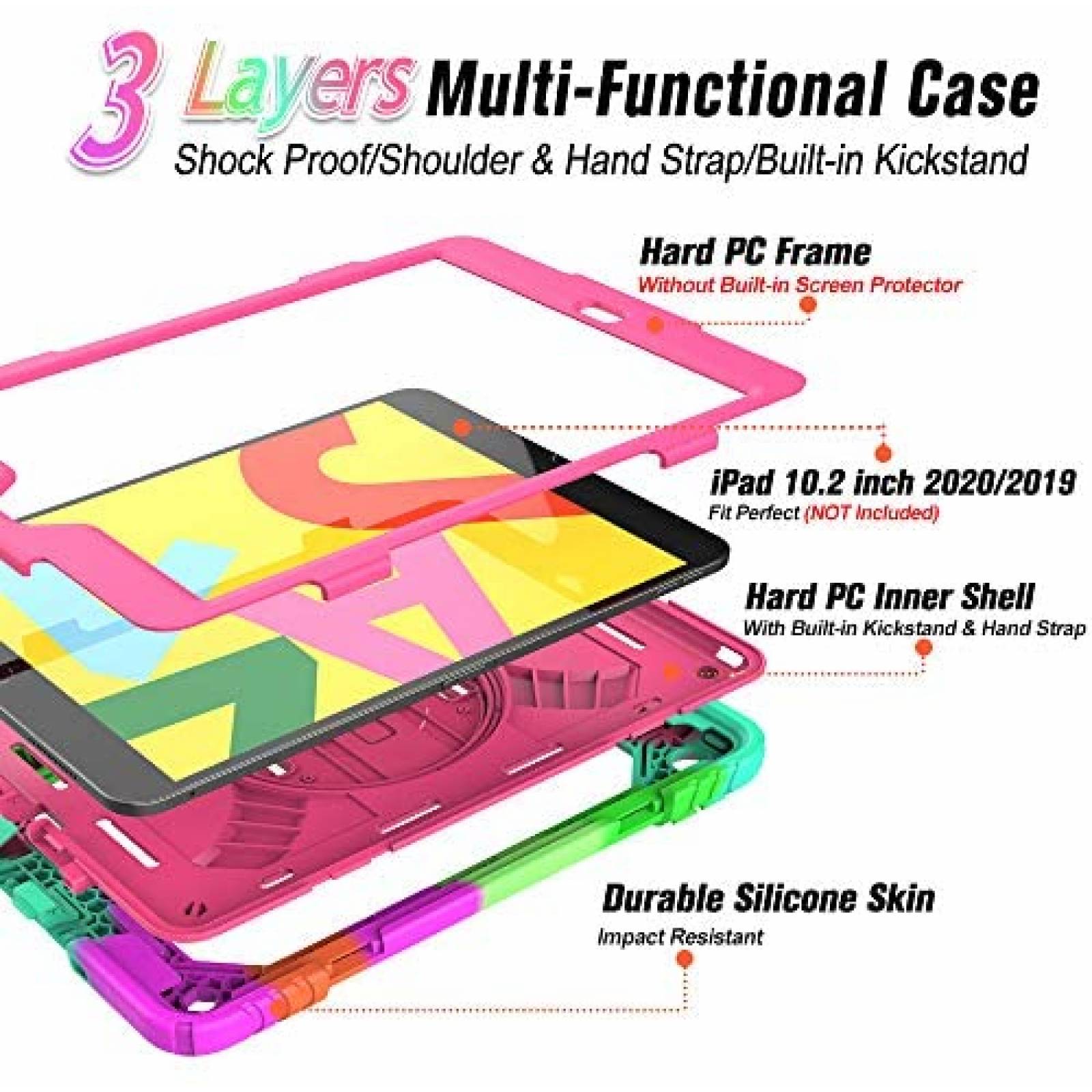 Carcaza tablet eTopxizu Rugged 10.2" Anti golpes -Rosa
