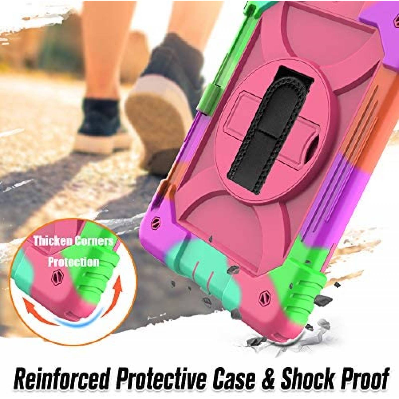 Carcaza tablet eTopxizu Rugged 10.2" Anti golpes -Rosa