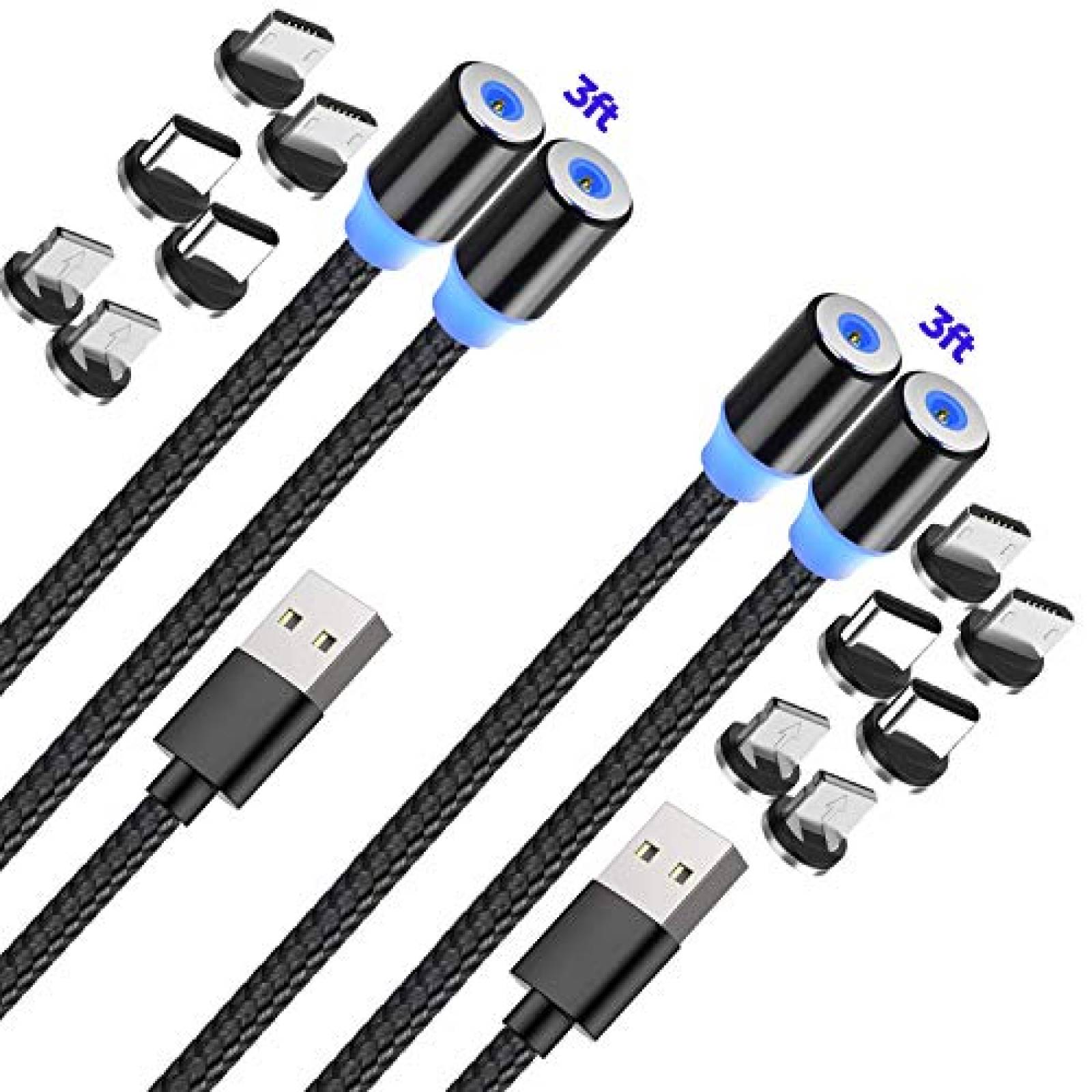 Cable cargador Raptor Bros Magnetico USB compatible -Negro