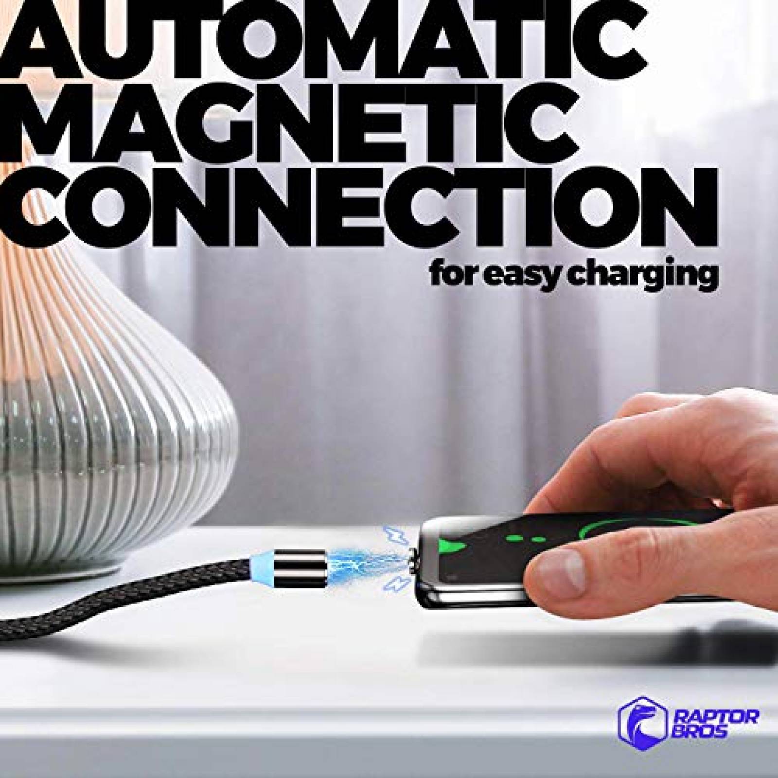 Cable cargador Raptor Bros Magnetico USB compatible -Negro