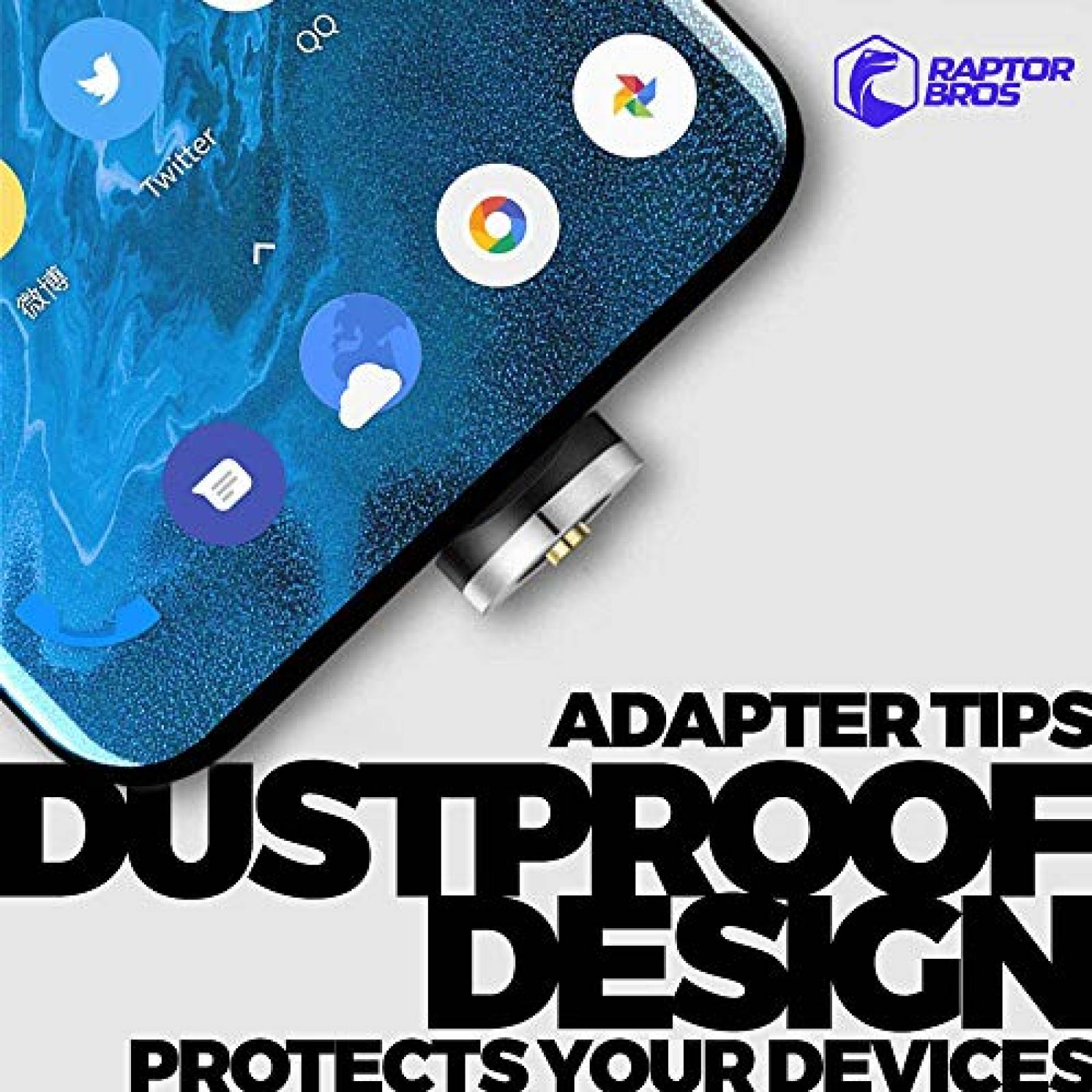 Cable cargador Raptor Bros Magnetico USB compatible -Negro