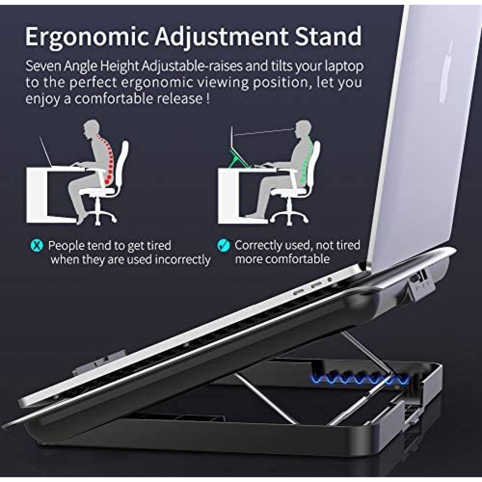 Enfriador para Laptop ICE COOREL 15.6'' Ajustable -Plateado
