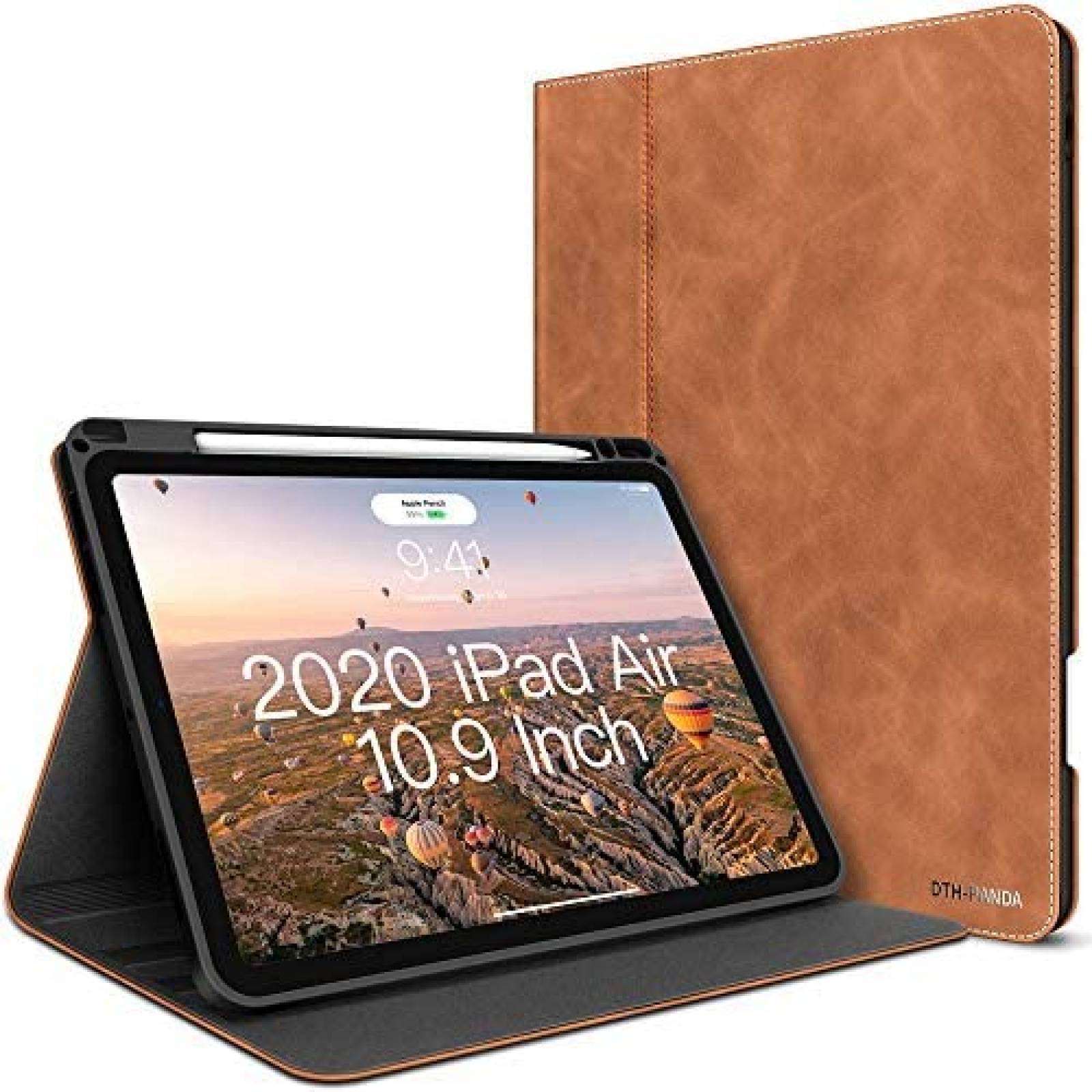 Funda para iPad Air 4 DTH-PANDA con Sujetador de Lapiz -Cafe