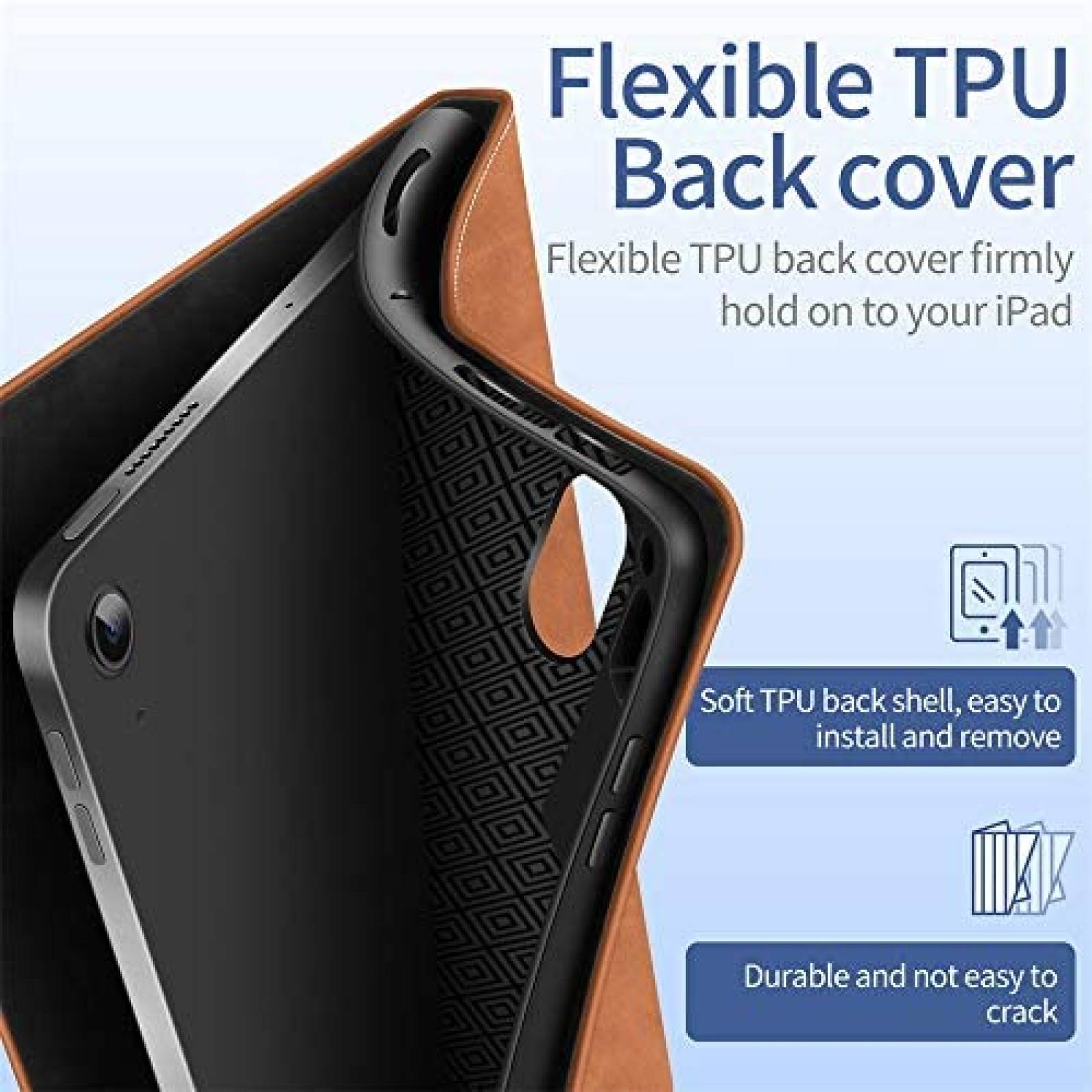 Funda para iPad Air 4 DTH-PANDA con Sujetador de Lapiz -Cafe