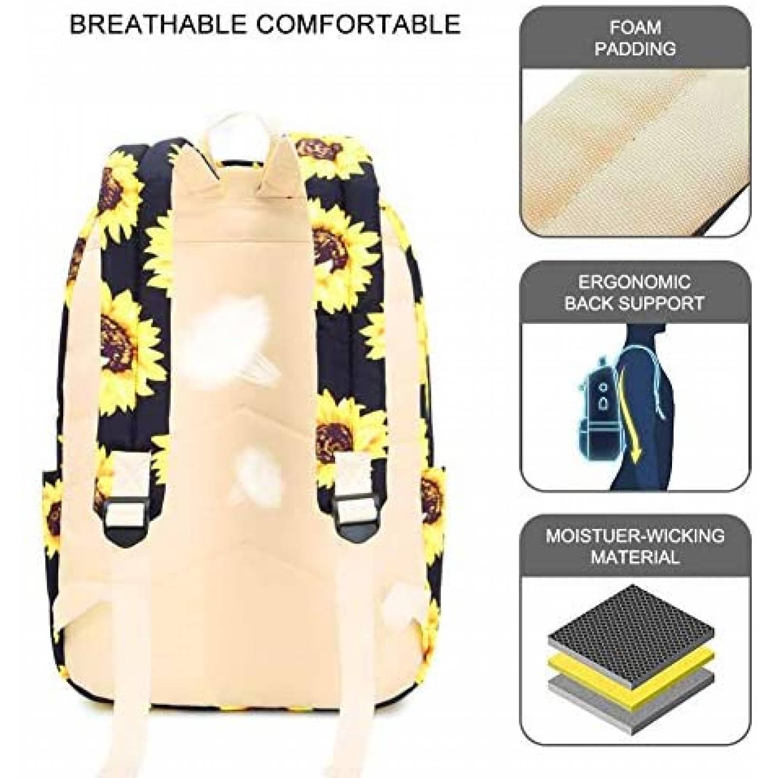 Mochila laptop EZYCOK sunflower001 USB Cargador portatil