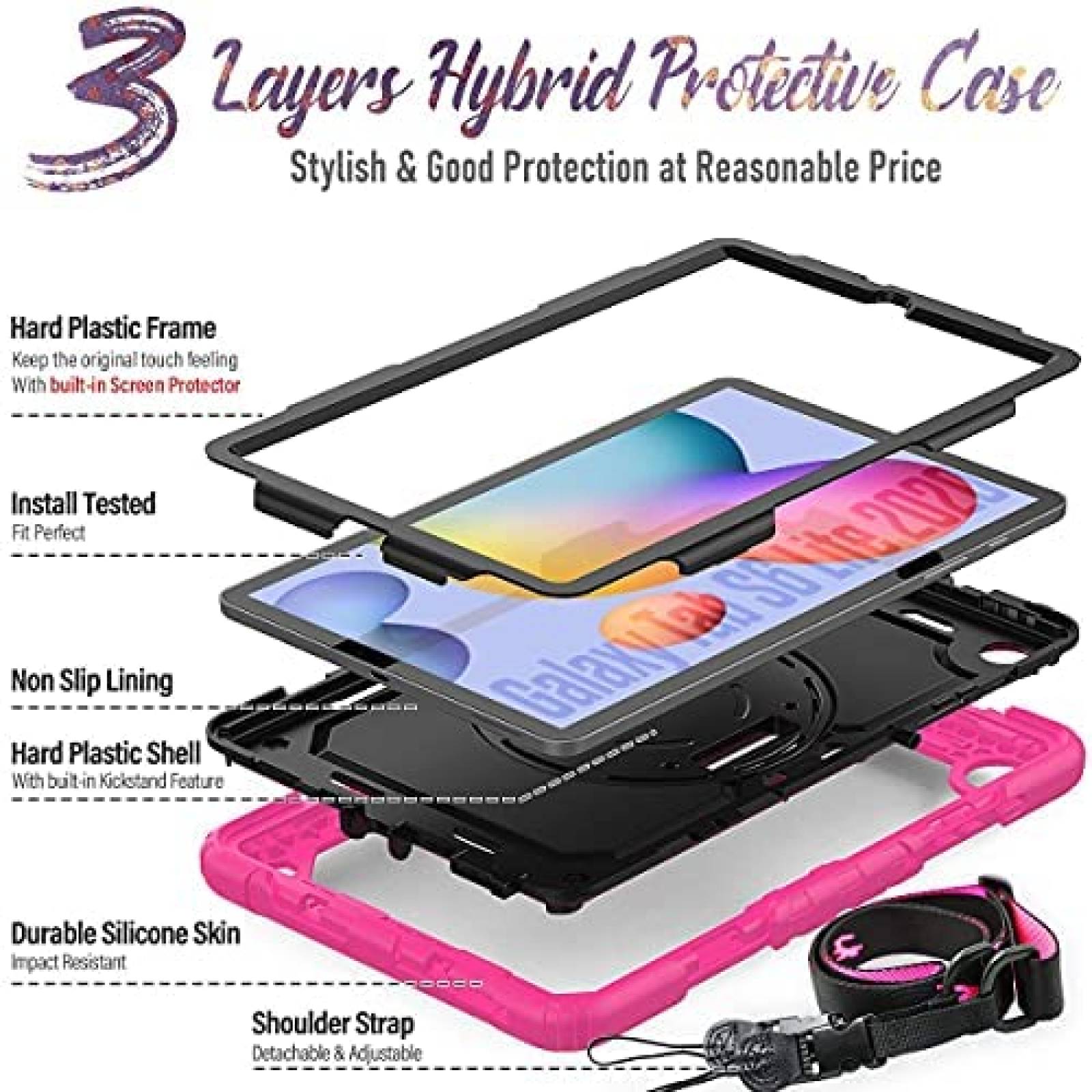 Funda HXCASEAC para Samsung Galaxy Tab S6 Lite 10.4" -Rosa