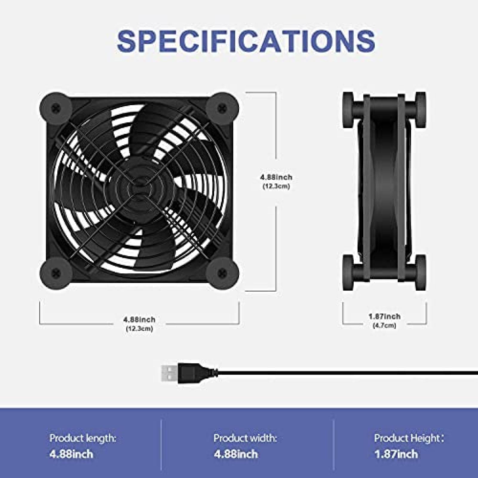 Ventilador USB Simple Deluxe silencioso de 120mm -Negro