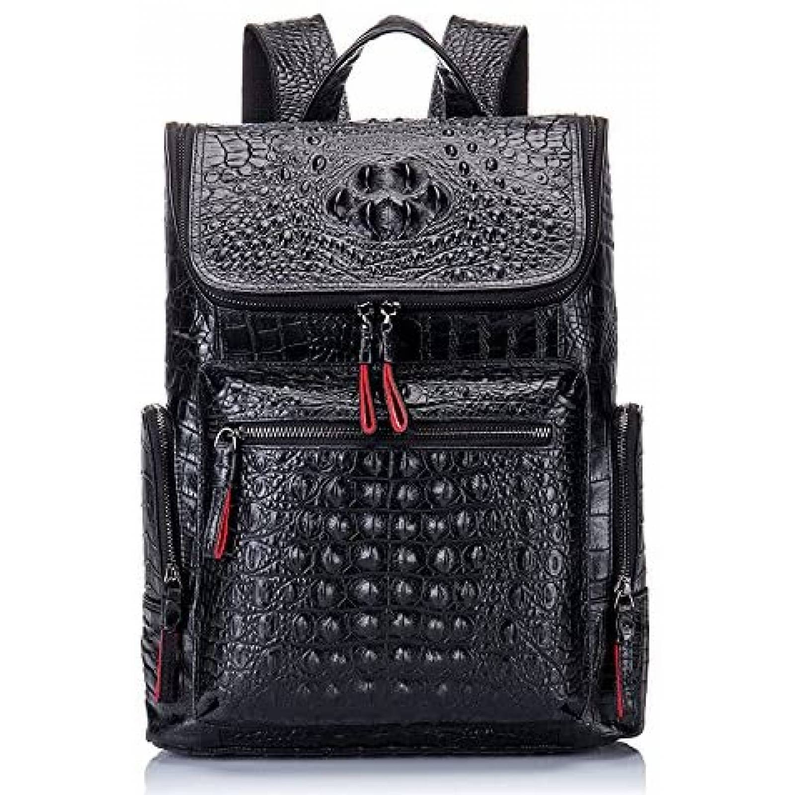 Mochila para Hombre Boshiho de Piel de Cocodrilo -Negro