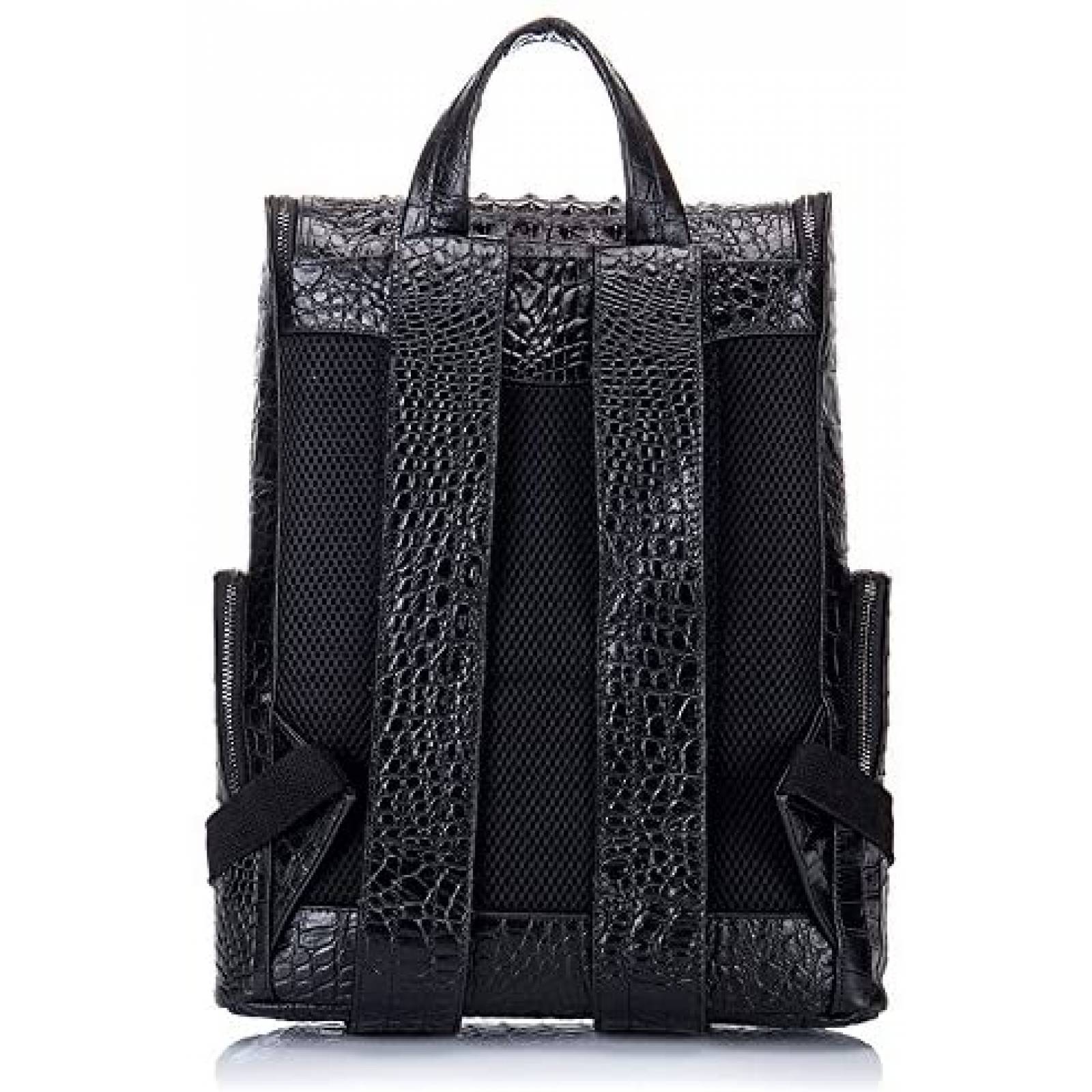 Mochila para Hombre Boshiho de Piel de Cocodrilo -Negro