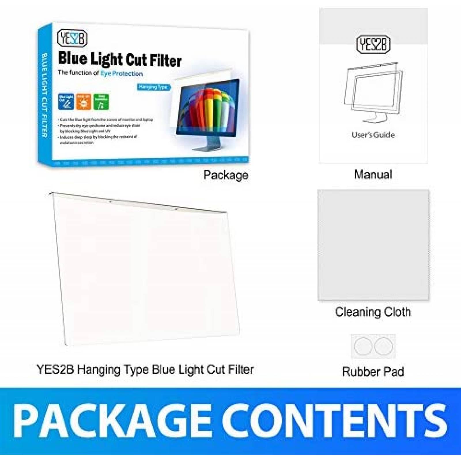 Protector de pantalla para PC YES2B bloqueo de luz azul 22"