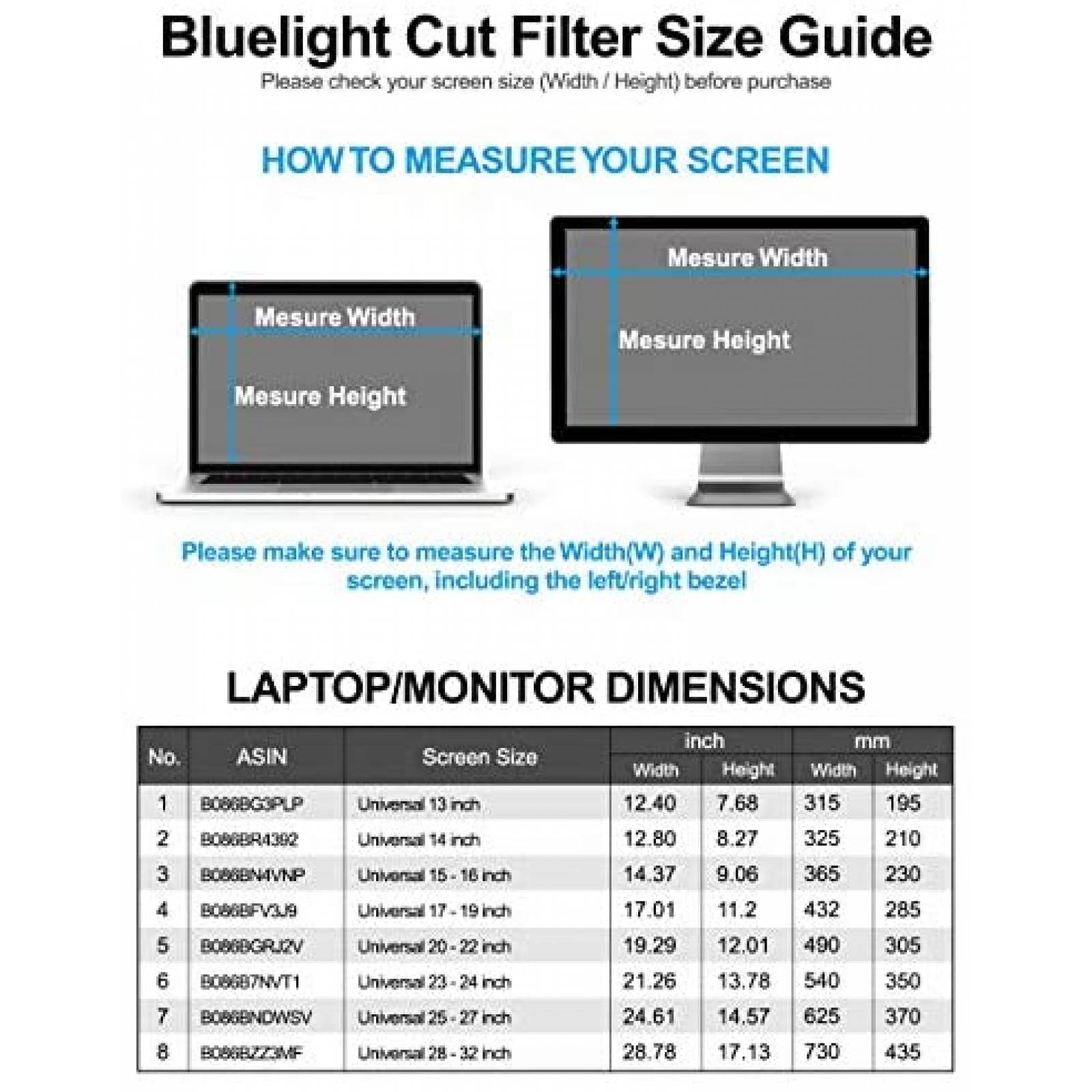 Protector de pantalla para PC YES2B bloqueo de luz azul 22"