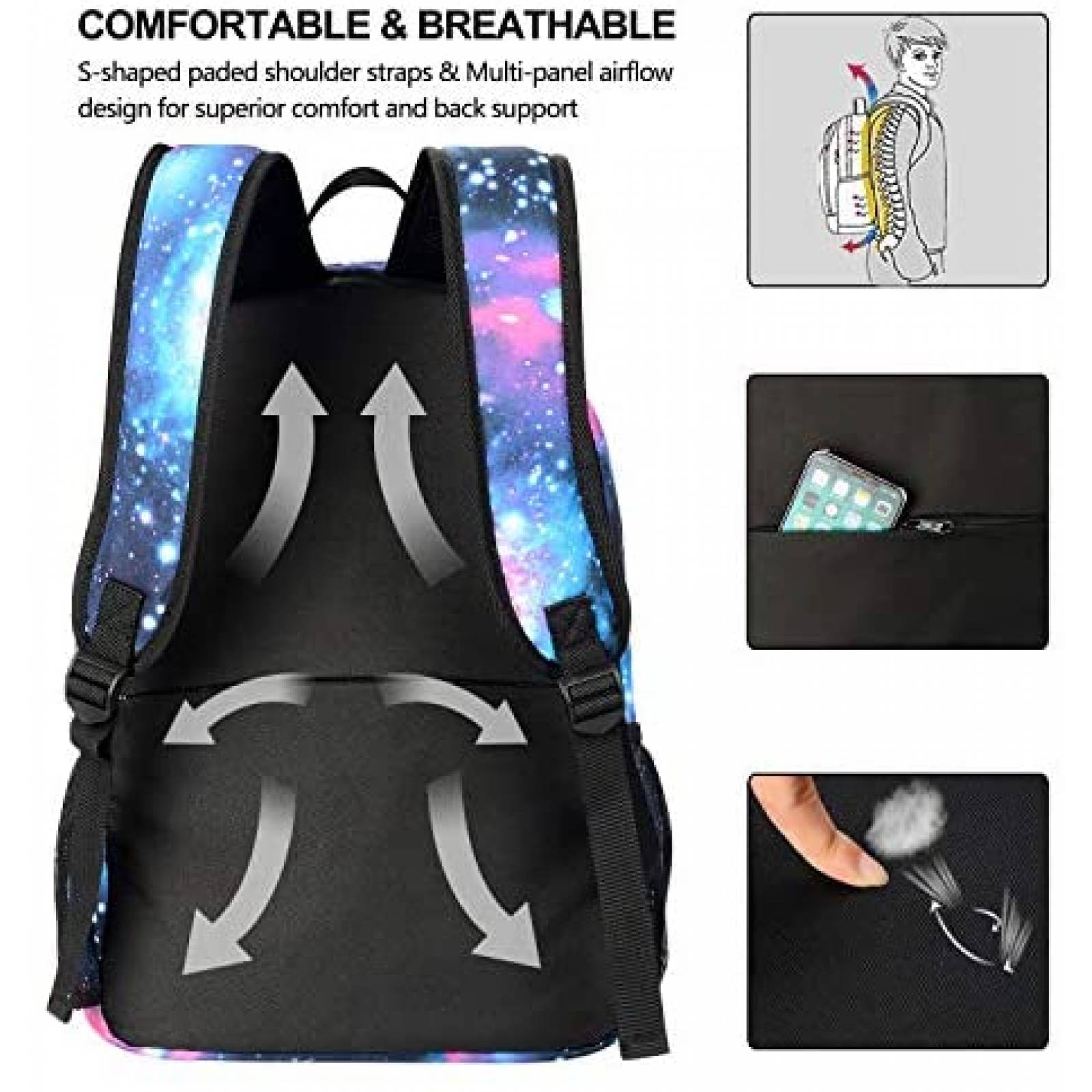 Mochila Hon Hai Age con Cargador USB Galaxia -Celeste