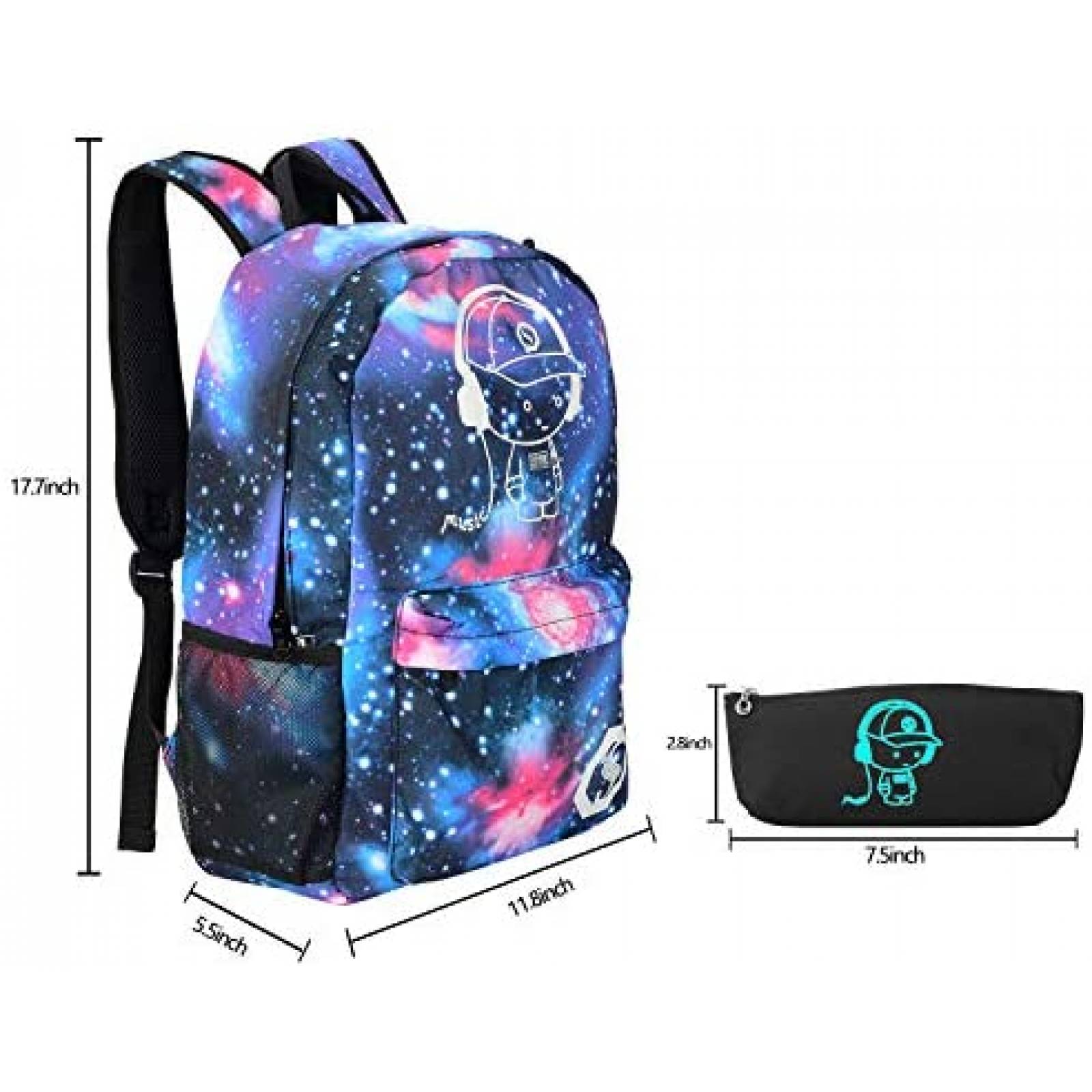 Mochila Hon Hai Age con Cargador USB Galaxia -Celeste