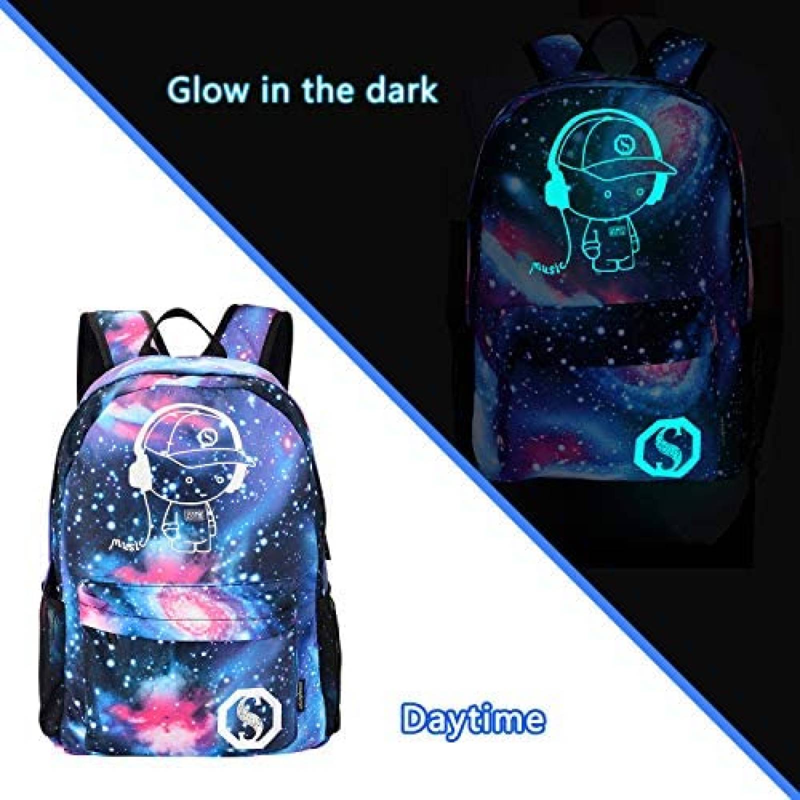 Mochila Hon Hai Age con Cargador USB Galaxia -Celeste