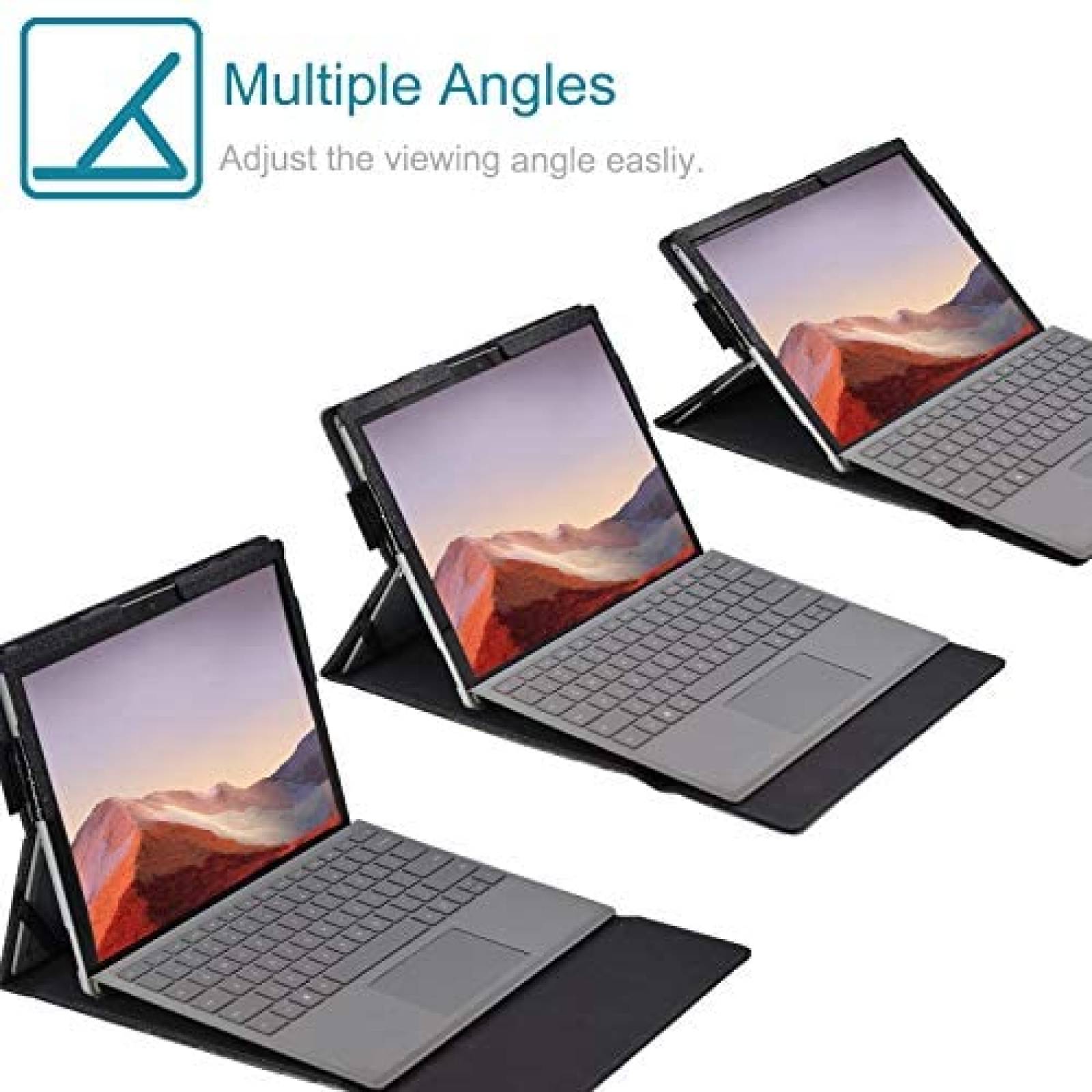 Funda RSAquar Compatible Para Microsoft Surface Pro 7 -Negro