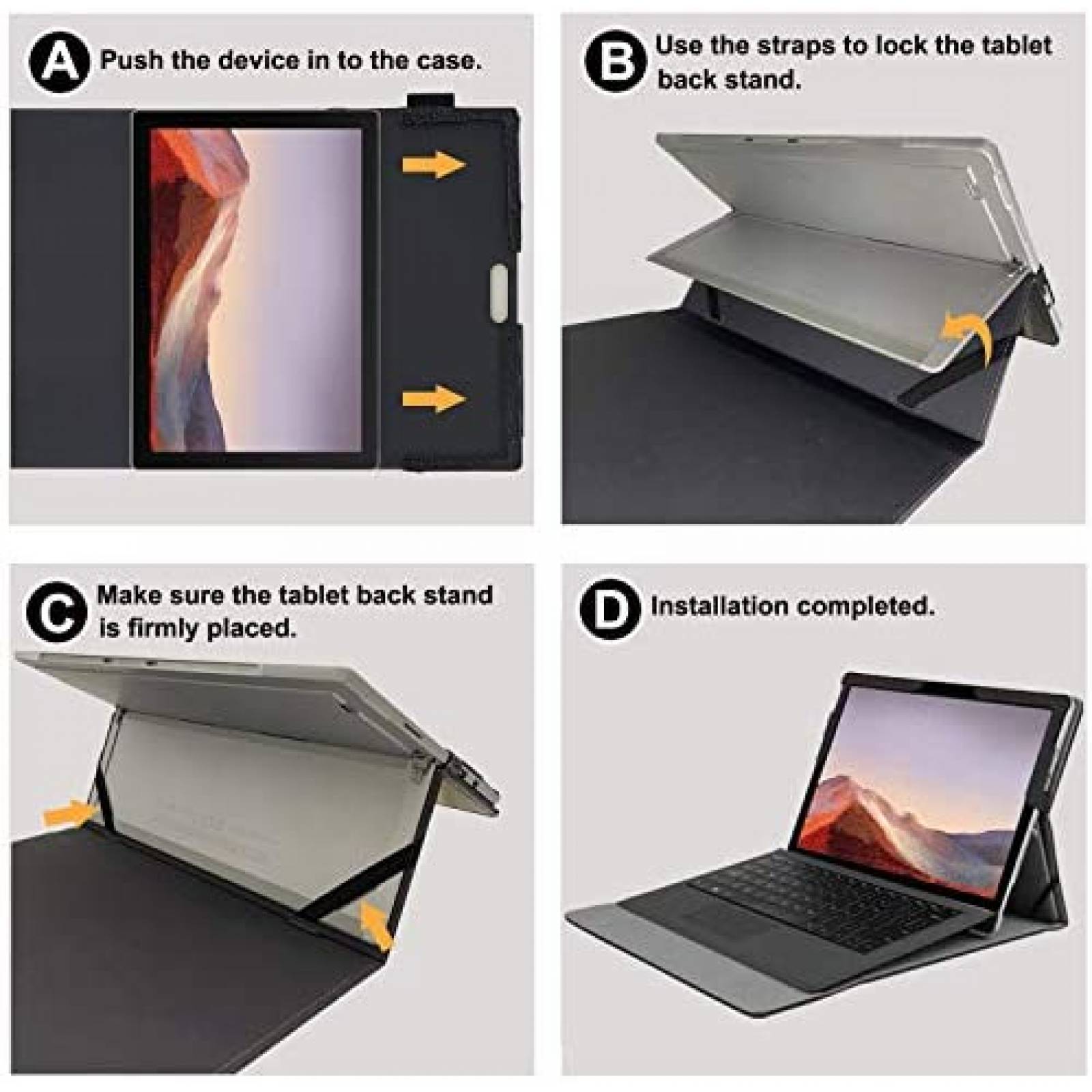 Funda RSAquar Compatible Para Microsoft Surface Pro 7 -Negro