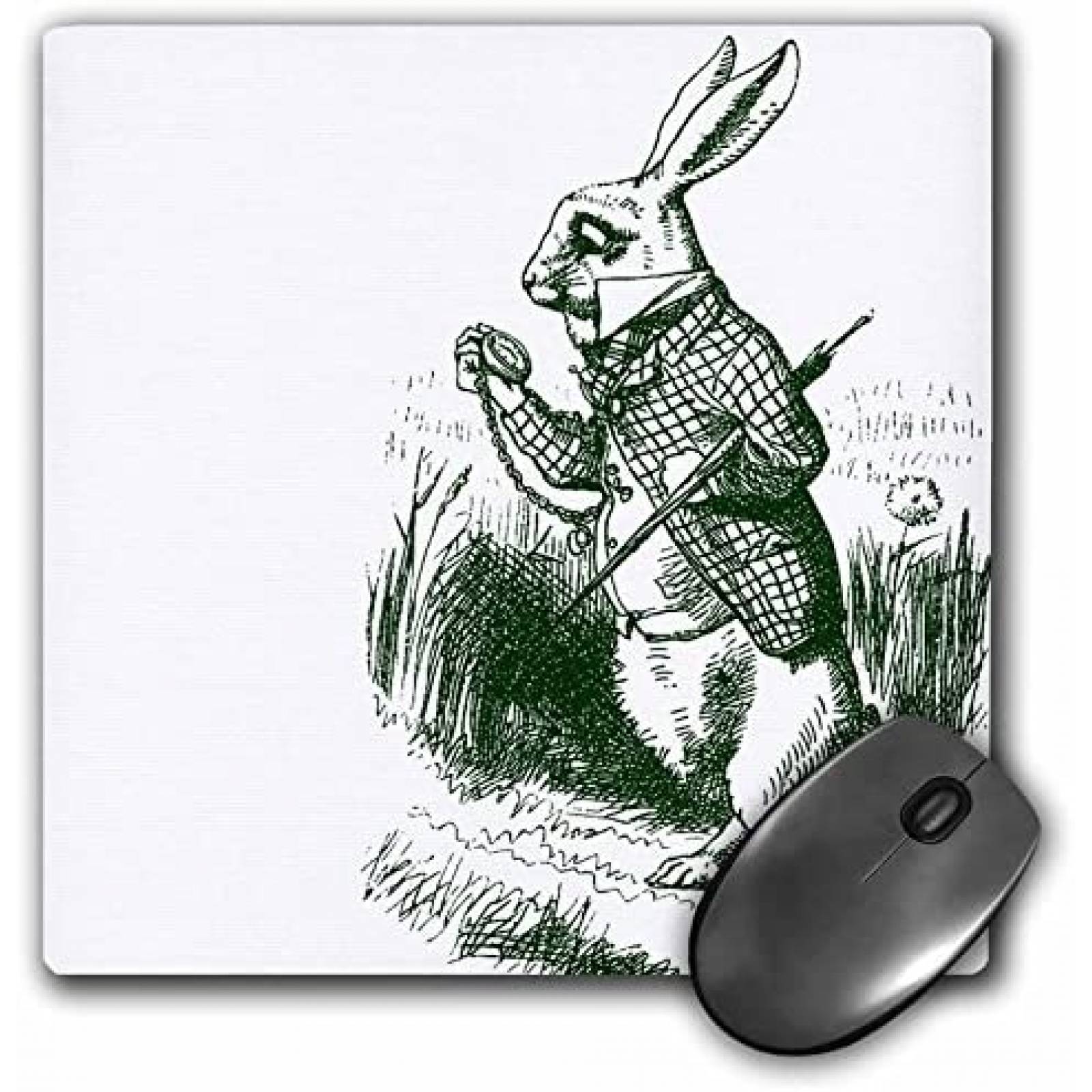 Mouse Pad 3dRose de 8'' x 8'' Conejo -Blanco/Verde