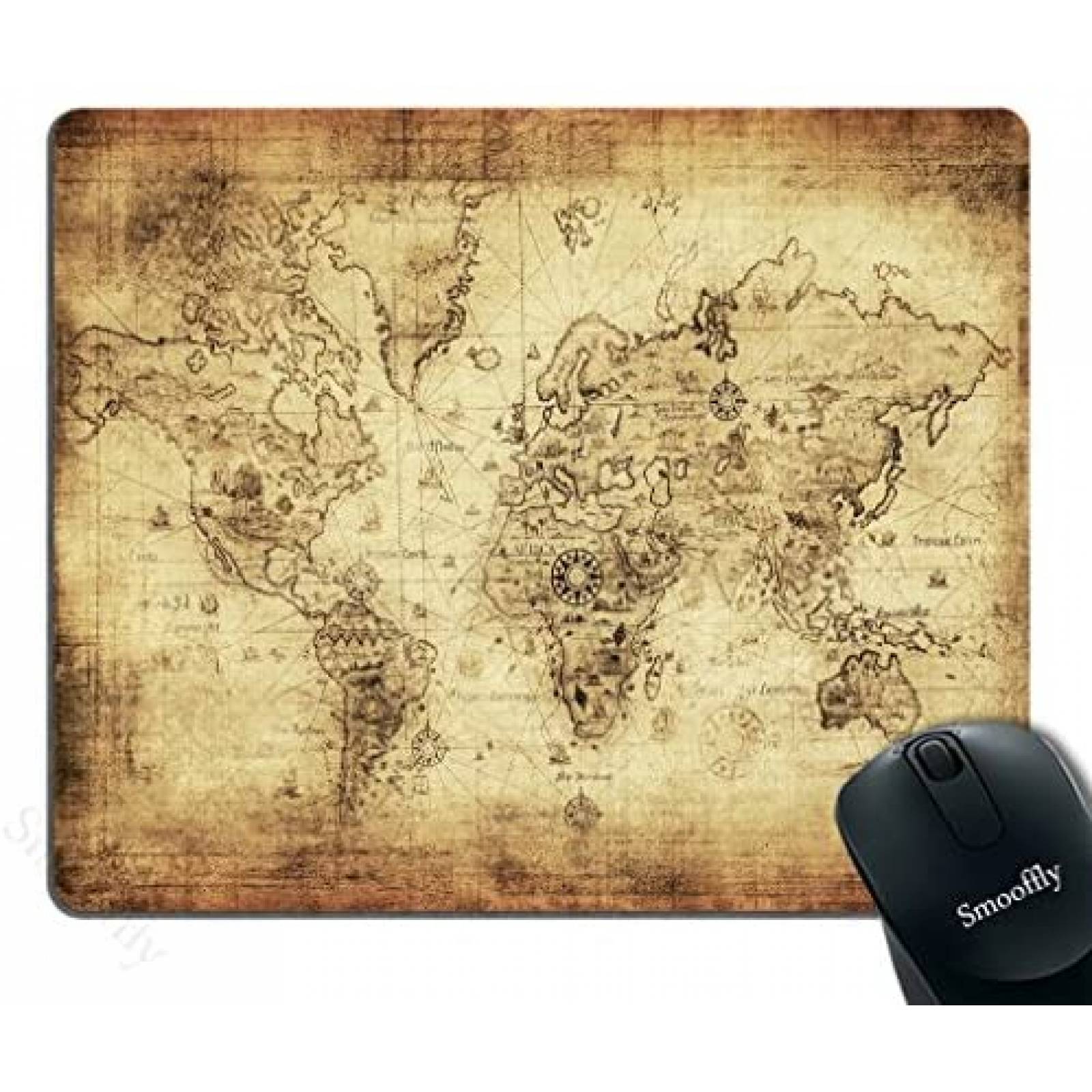 Mouse Pad Smooffly de 240MM X 200MM X 3MM Mapa Mundi -Cafe