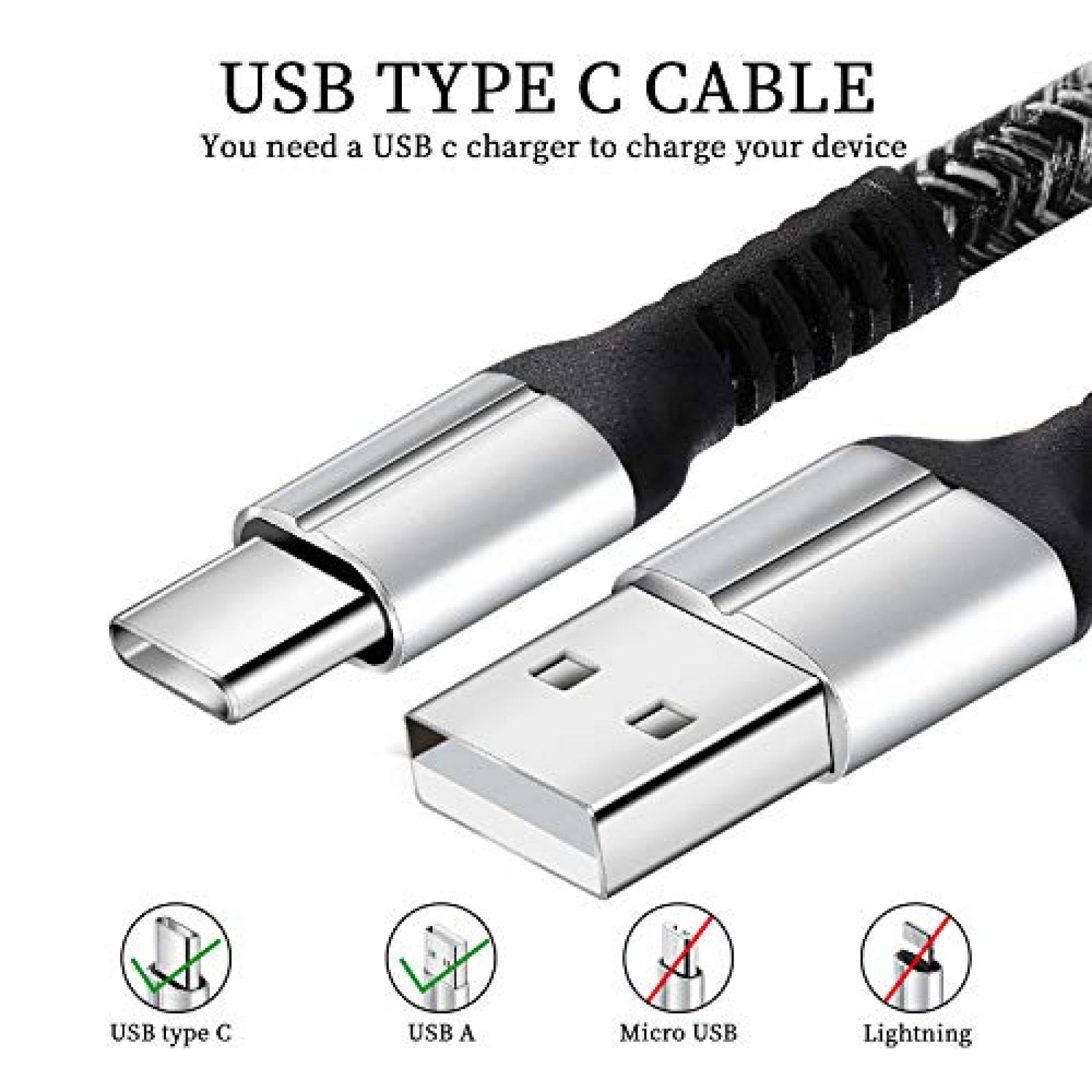 Cable USB QQLIKE USB a Tipo C de 6 Pies 5 Pzs -Multicolor